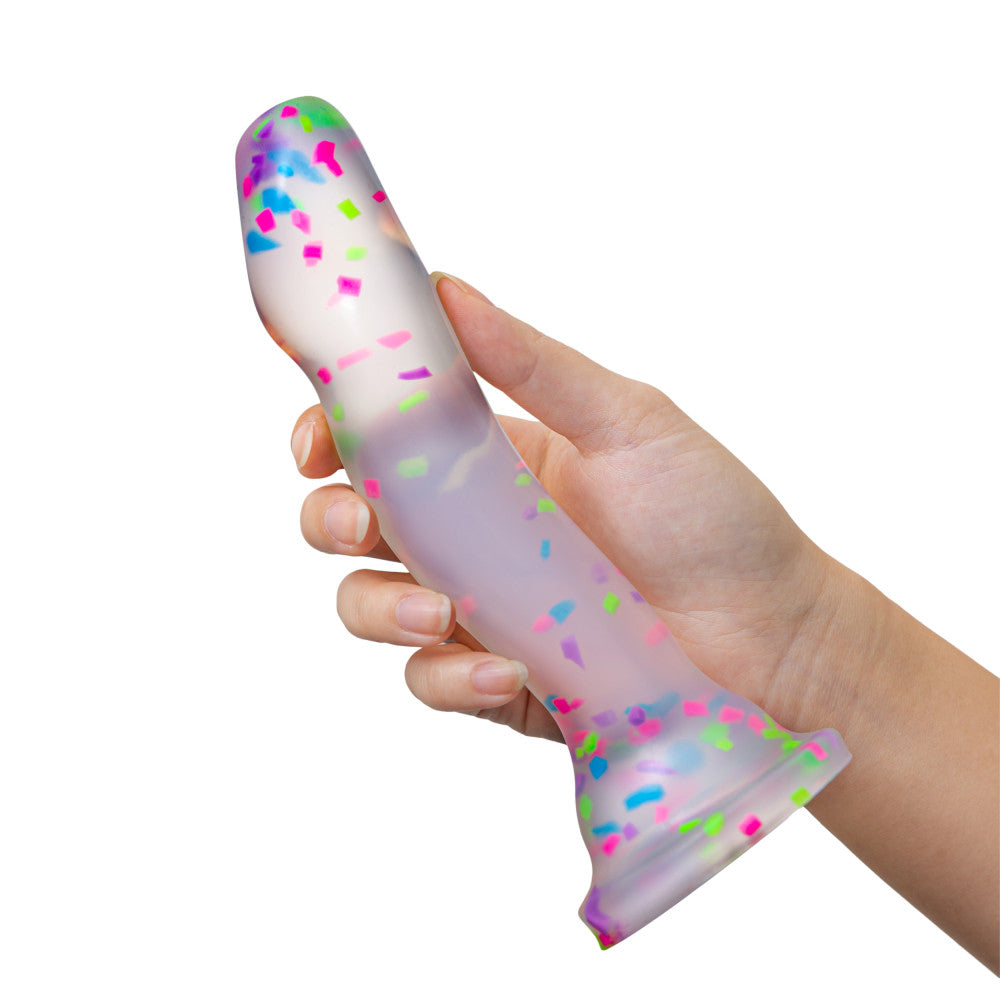 Neo Elite By Blush® | Hanky-Panky 7.5 Inch Purio™ Silicone Glow In The Dark Dildo - Clear Dildo With Fun Confetti、mySite、bottomscart