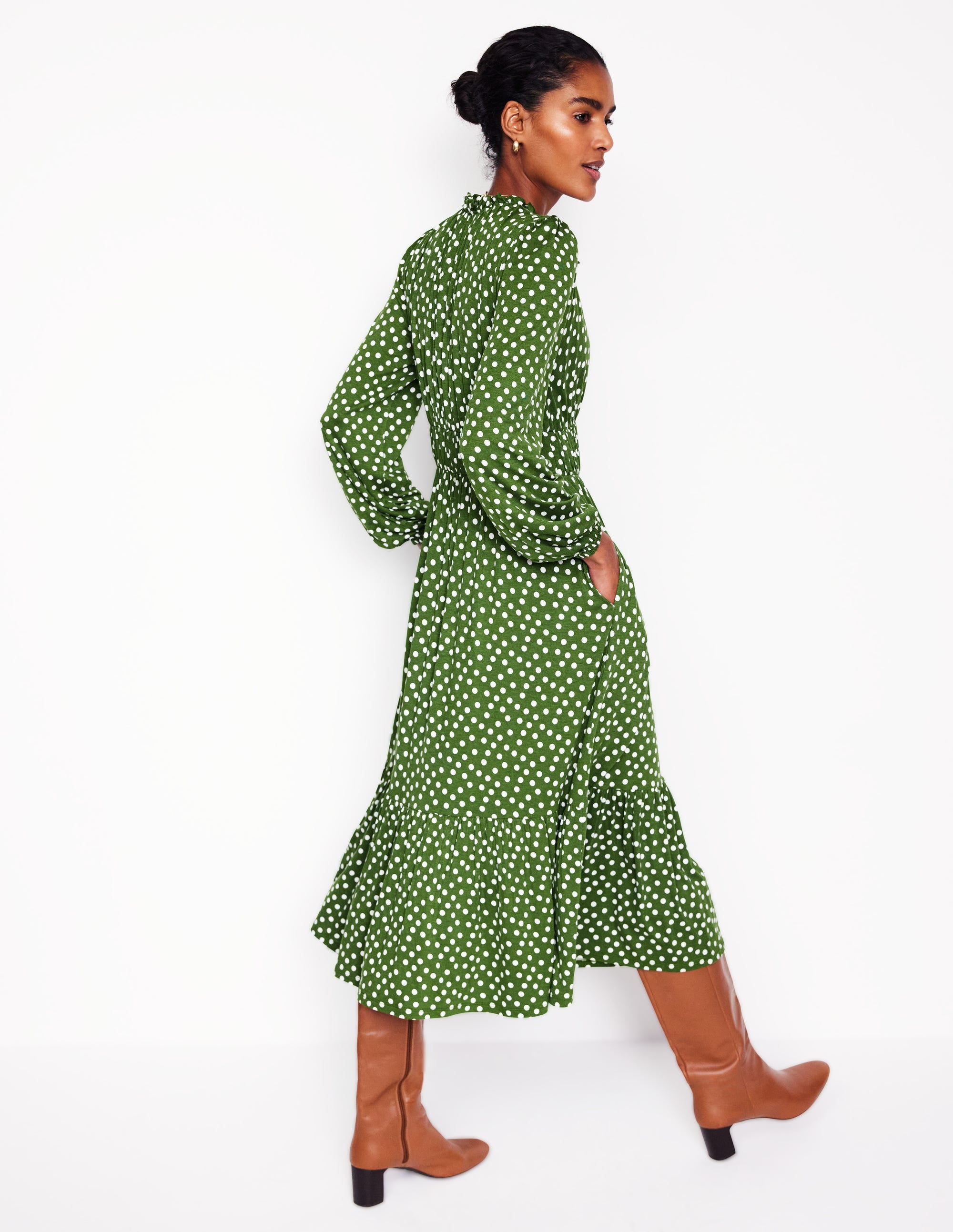  Rosamund Jersey Midi Tea Dress-Iguana Green, Abstract Dot、mySite、ashleygrahame