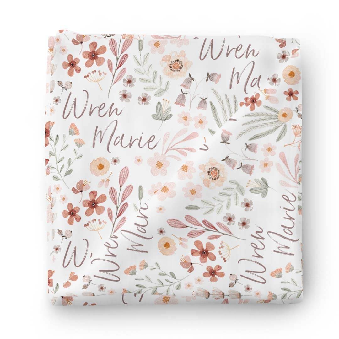  Wren's Wildflower Personalized Swaddle Blanket、mySite、layawaytickets