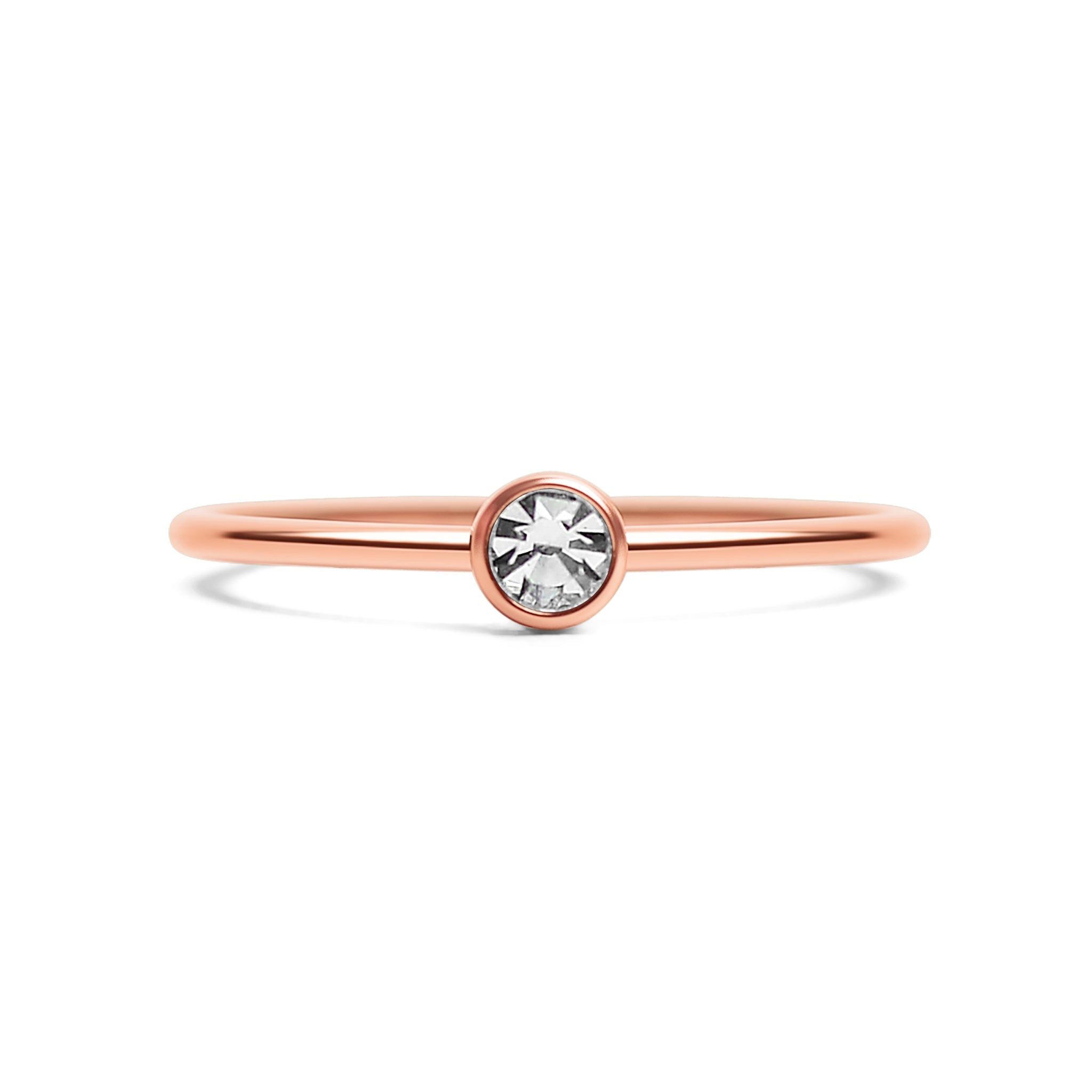 18K Rose Gold PVD Stainless Steel Birthstone Stacking Ring Size 3 / ZRJ1002、mySite、dreamappss