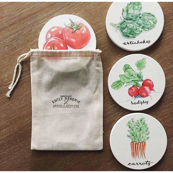 Watercolor Farm Animals Ceramic Coaster Set-Pig, Cow, Hen, Goat、mySite、g9winljtr