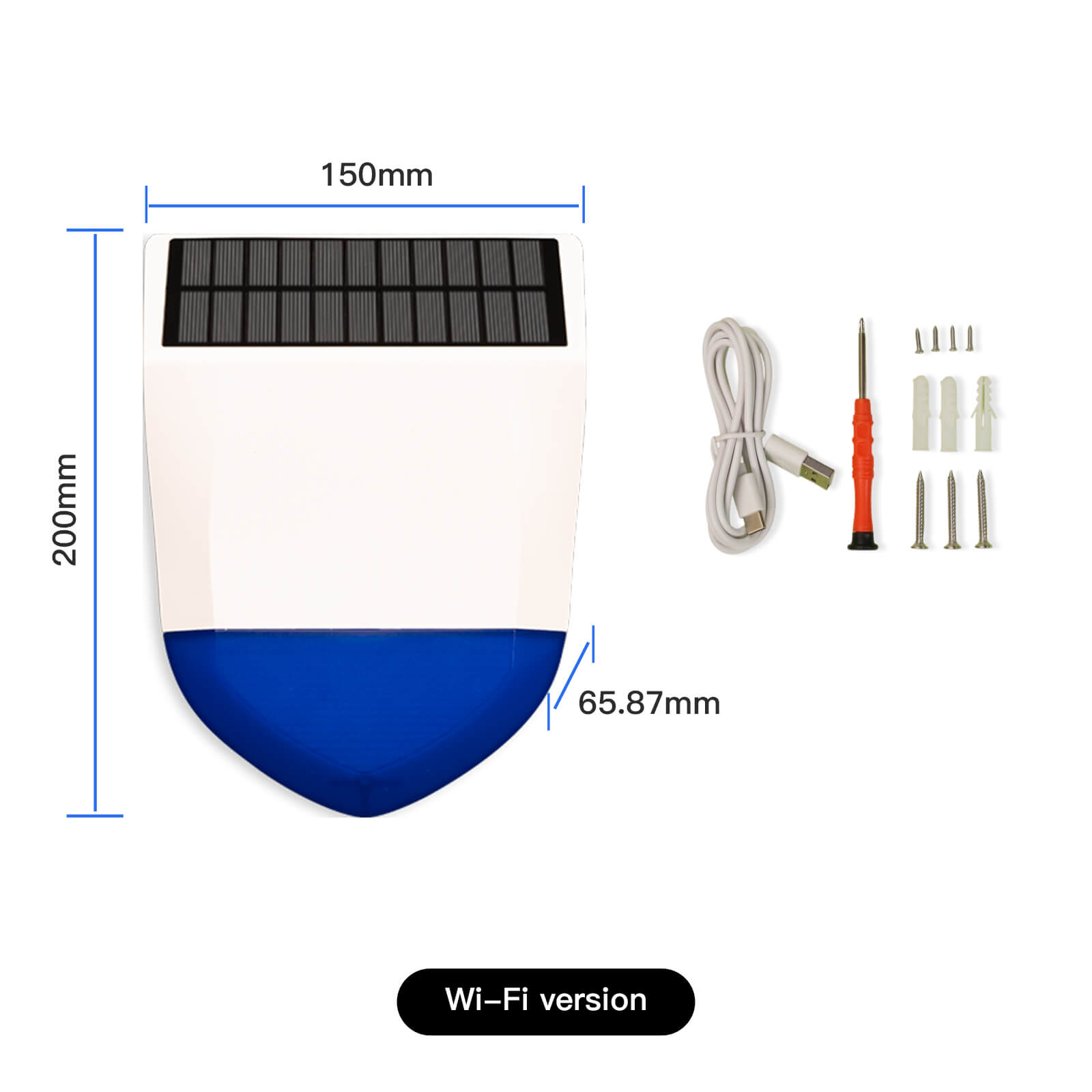 Tuya Smart Wifi/Zigbee Sound Light Siren Alarm Solar Energy Outdoor IPX5 Waterproof Tamper Alarm With Rechargeable Battery、mySite、fannypackpong