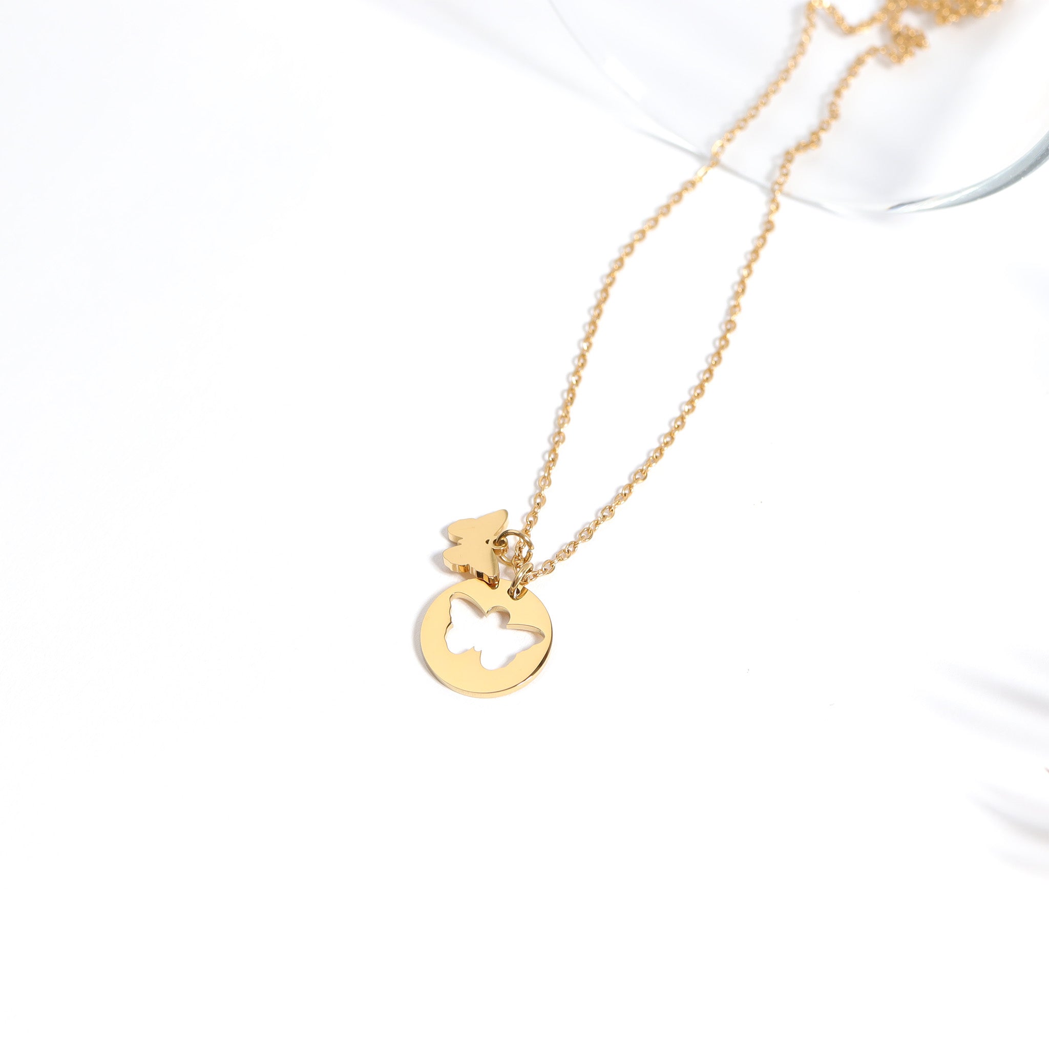 18K Gold PVD Stainless Steel Butterfly Cutout Necklace / CHN0074、mySite、dreamappss