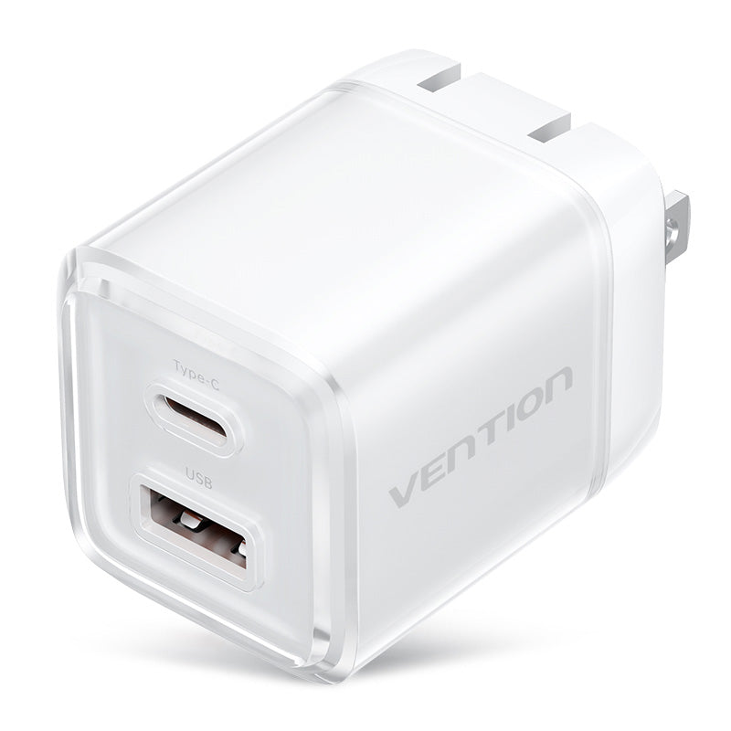 Vention 2-Port USB (C + A) GaN Charger (30W/30W) US-Plug、mySite、fannypackpong