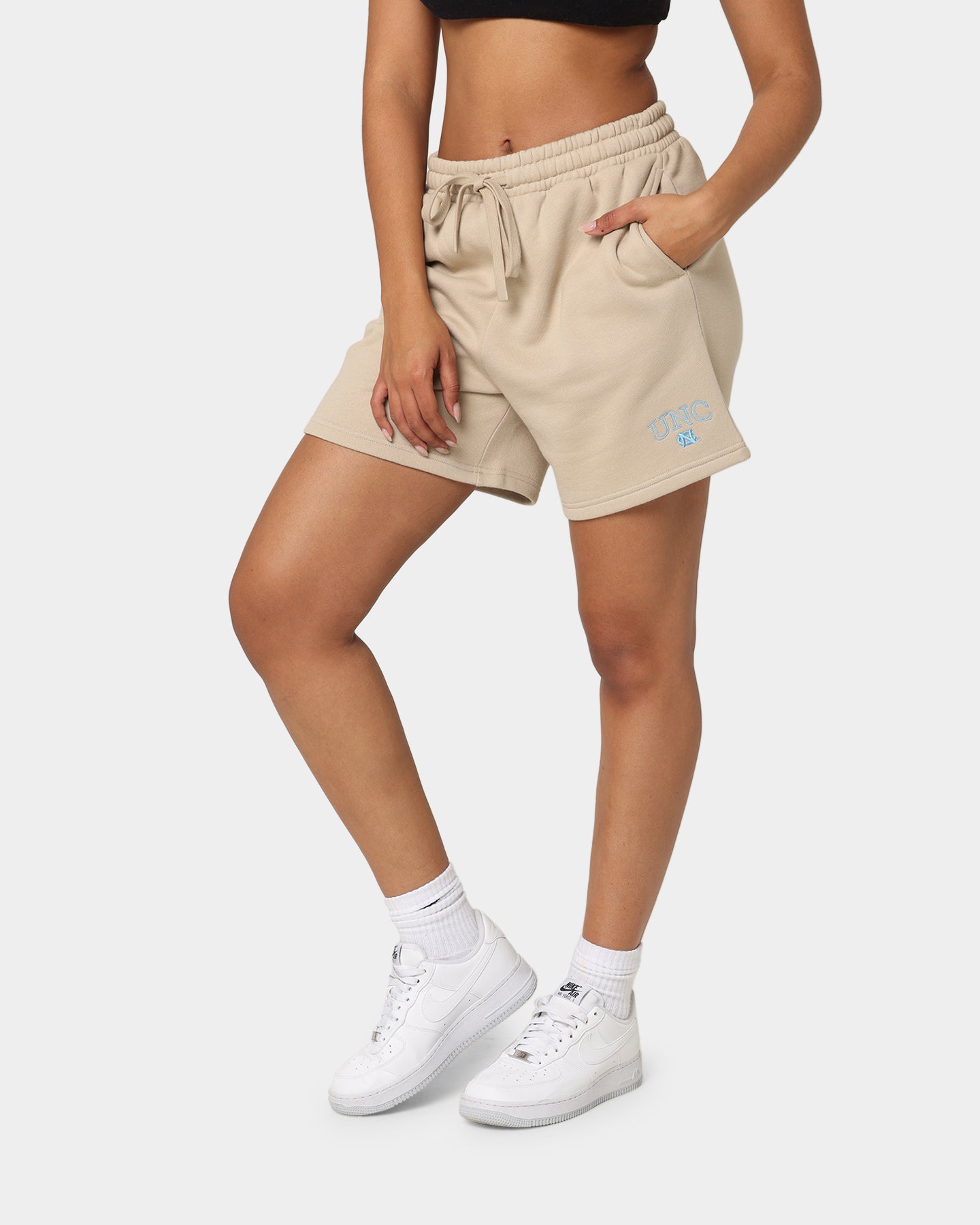 National Collegiate Athletic Association Women's UNC Tar Heels Vintage Embroidered High Waisted Shorts Clay、mySite、zt4zffjzw