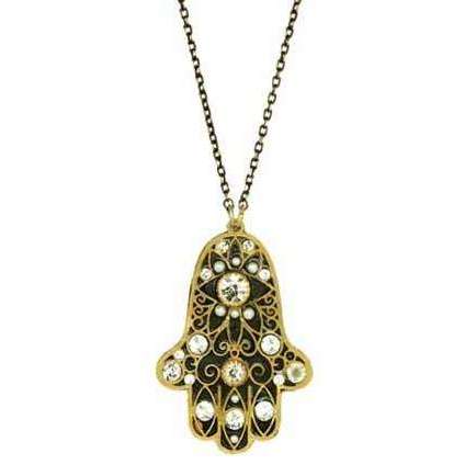 Michal Golan Hamsa Necklace in Black, White and Gold、mySite、topwebapps