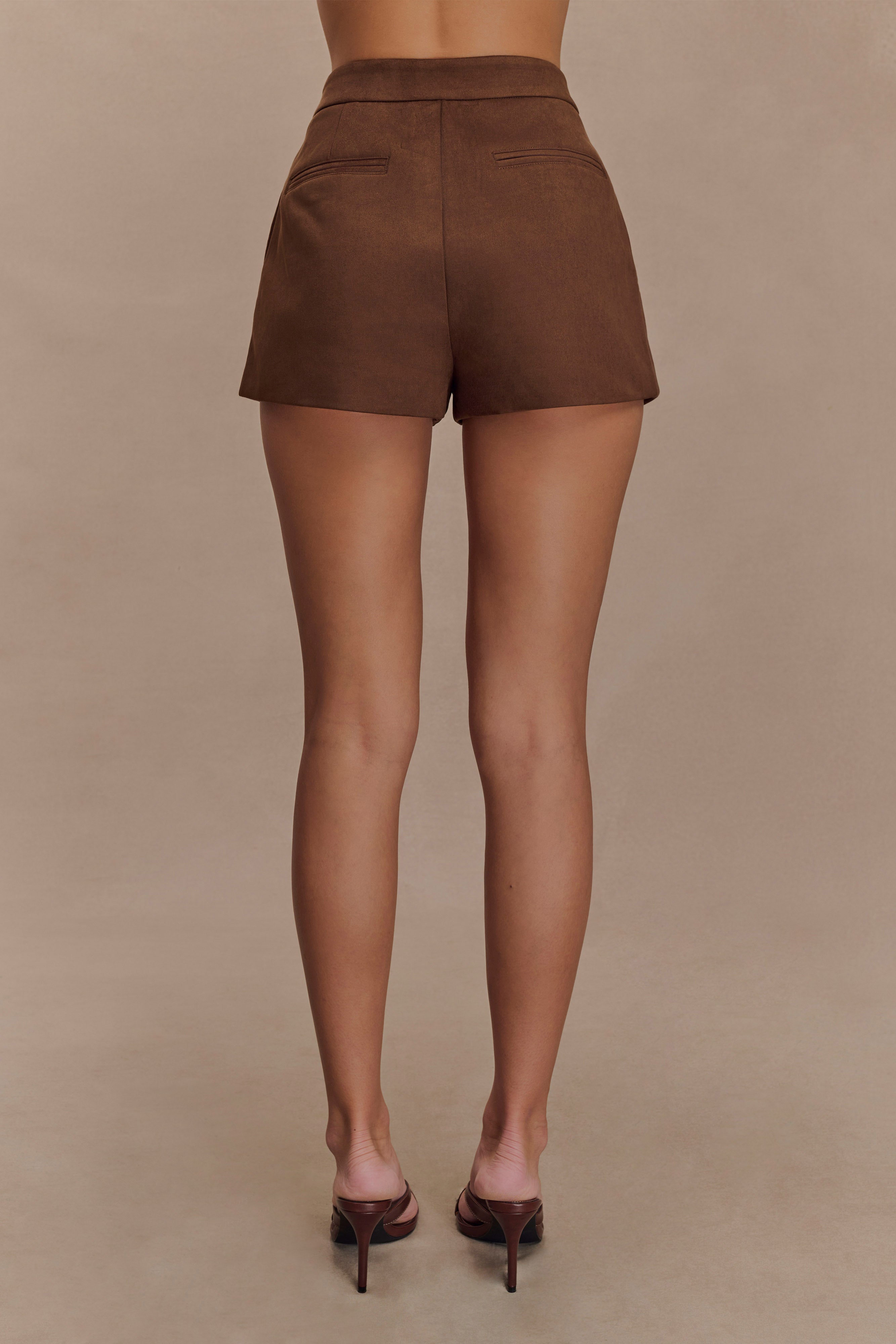 Sally Faux Suede Short - Milk Chocolate、mySite、solidvoid