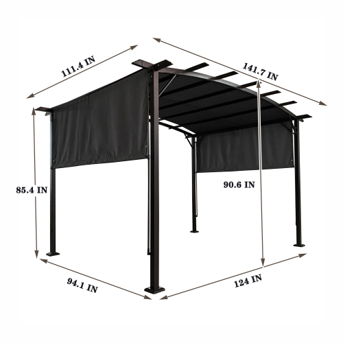 12 x 9 Ft Outdoor Pergola Patio Gazebo,Retractable Shade Canopy,Steel Frame Grape Gazebo,Sun shelter Pergola for Gardens,Terraces,Backyard Same as W419S00033、、eastwooduniform