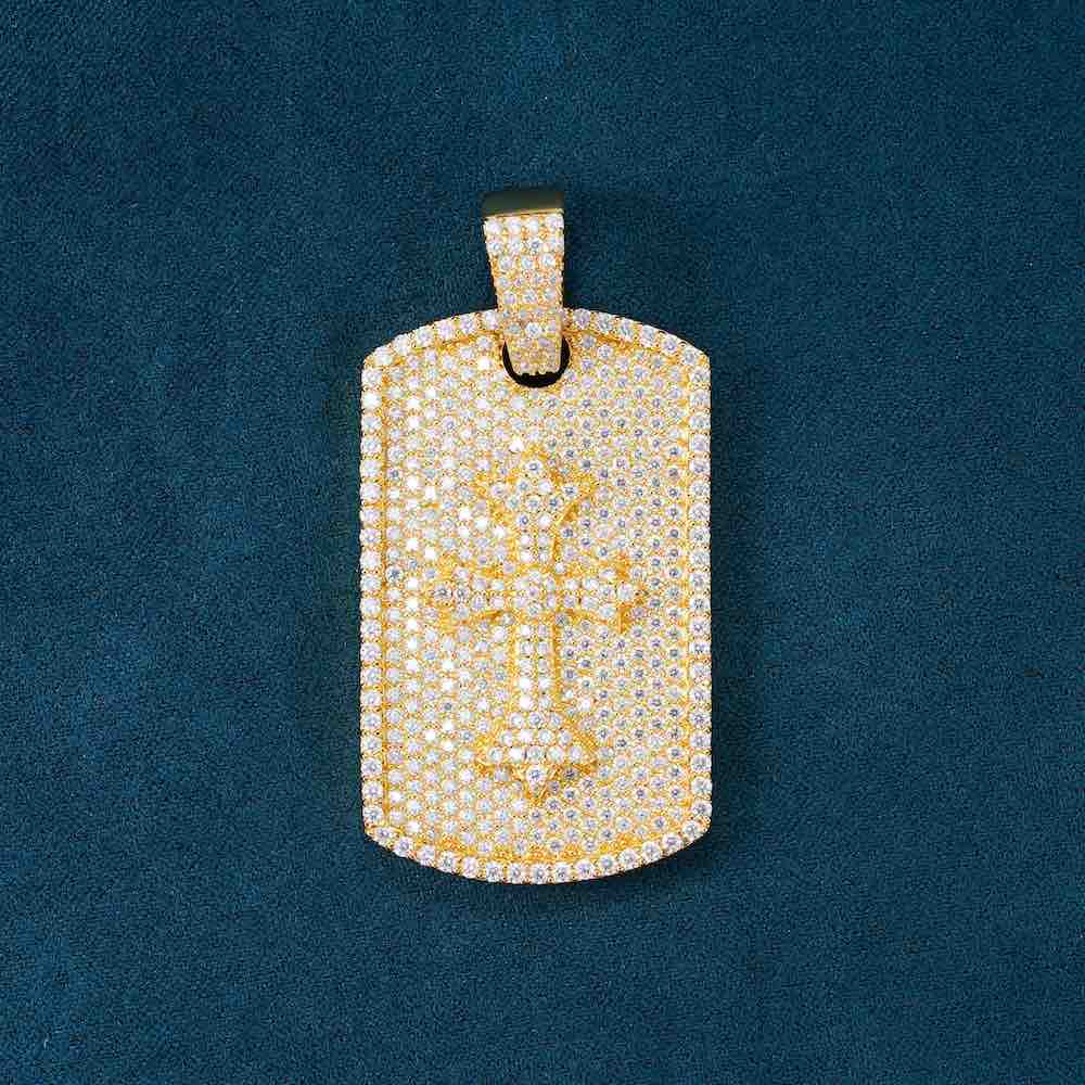 Moissanite Dog Tag Cross Pendant 14K Gold、mySite、hinf8tx79