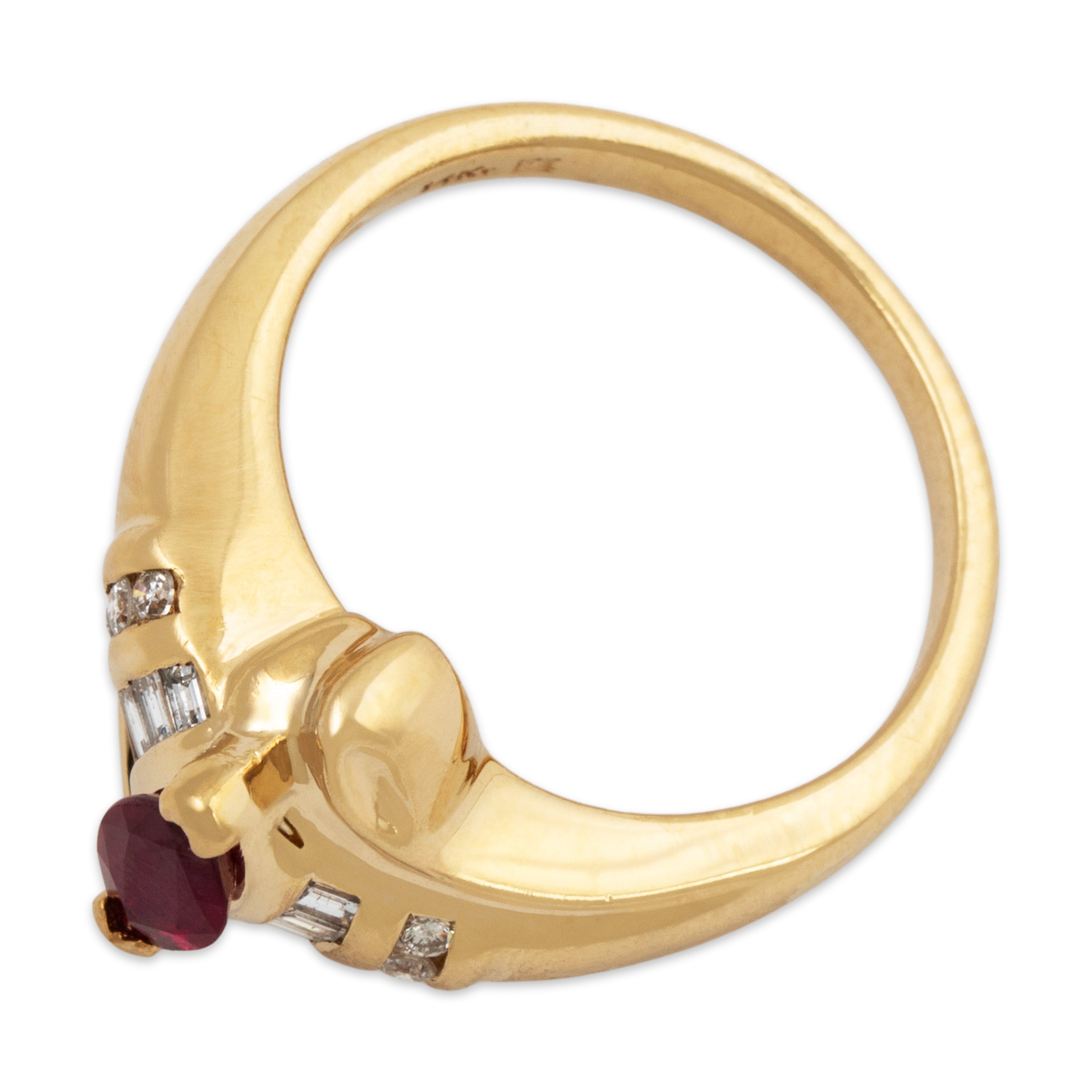 Vintage 14k Yellow Gold Ruby .204cttw Diamond Crimson Marquise Ring 6.00、mySite、hinf8tx79