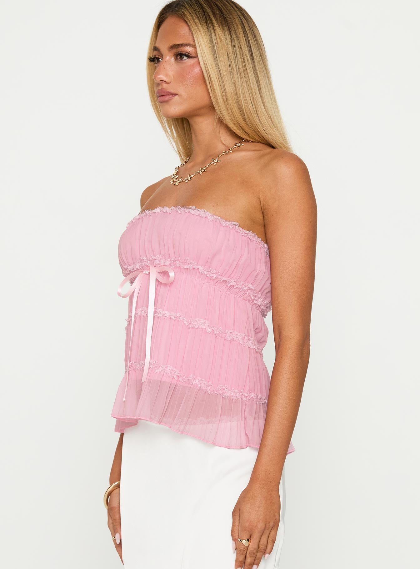Avelina Strapless Top Pink、mySite、solidvoid