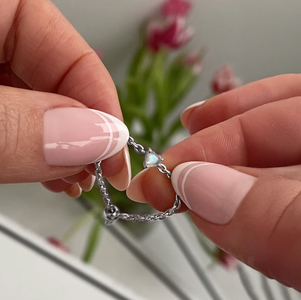 Moonstone Adjustable Chain Ring - Love、mySite、hinf8tx79