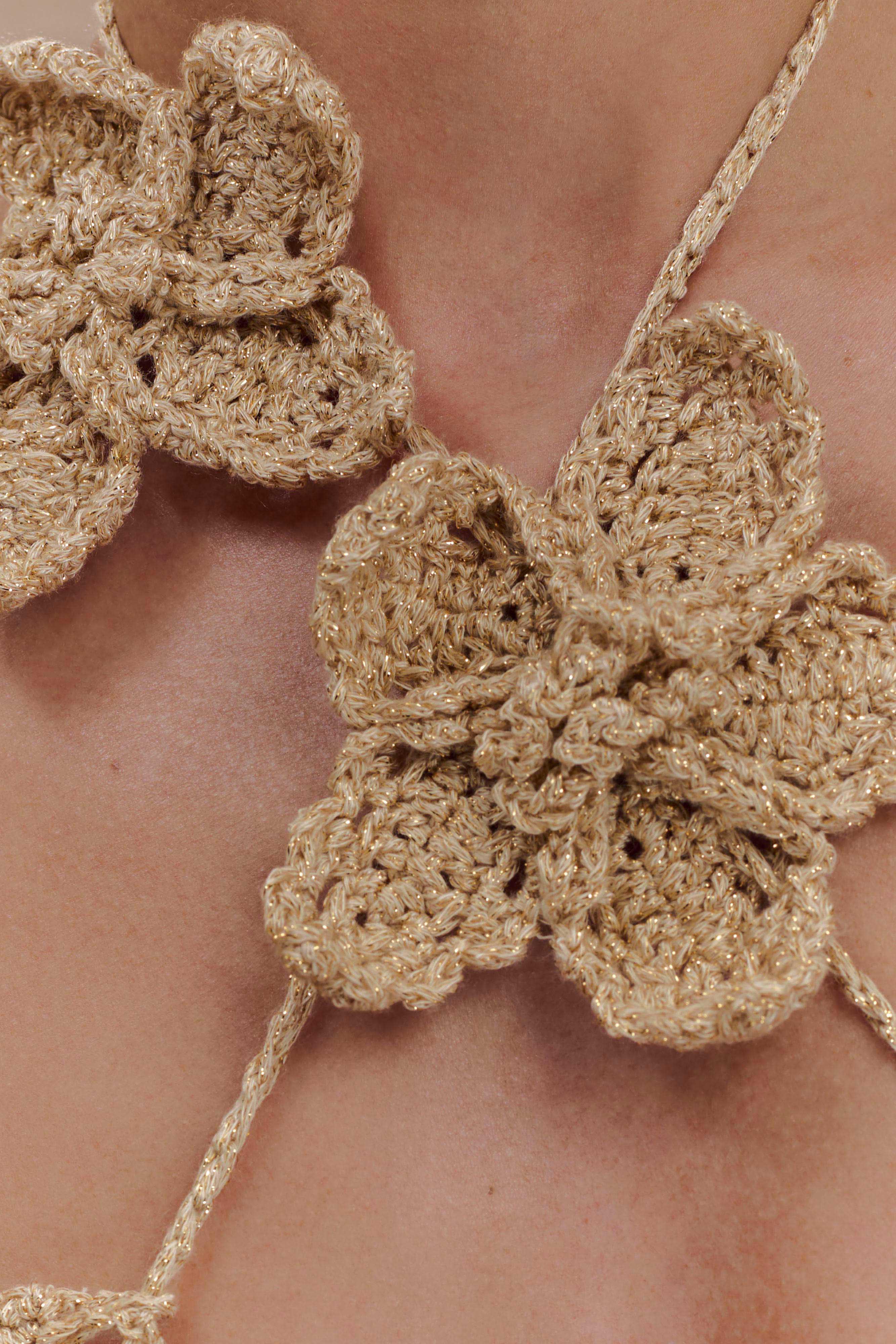 River Floral Crochet Bikini Top - Gold、mySite、solidvoid