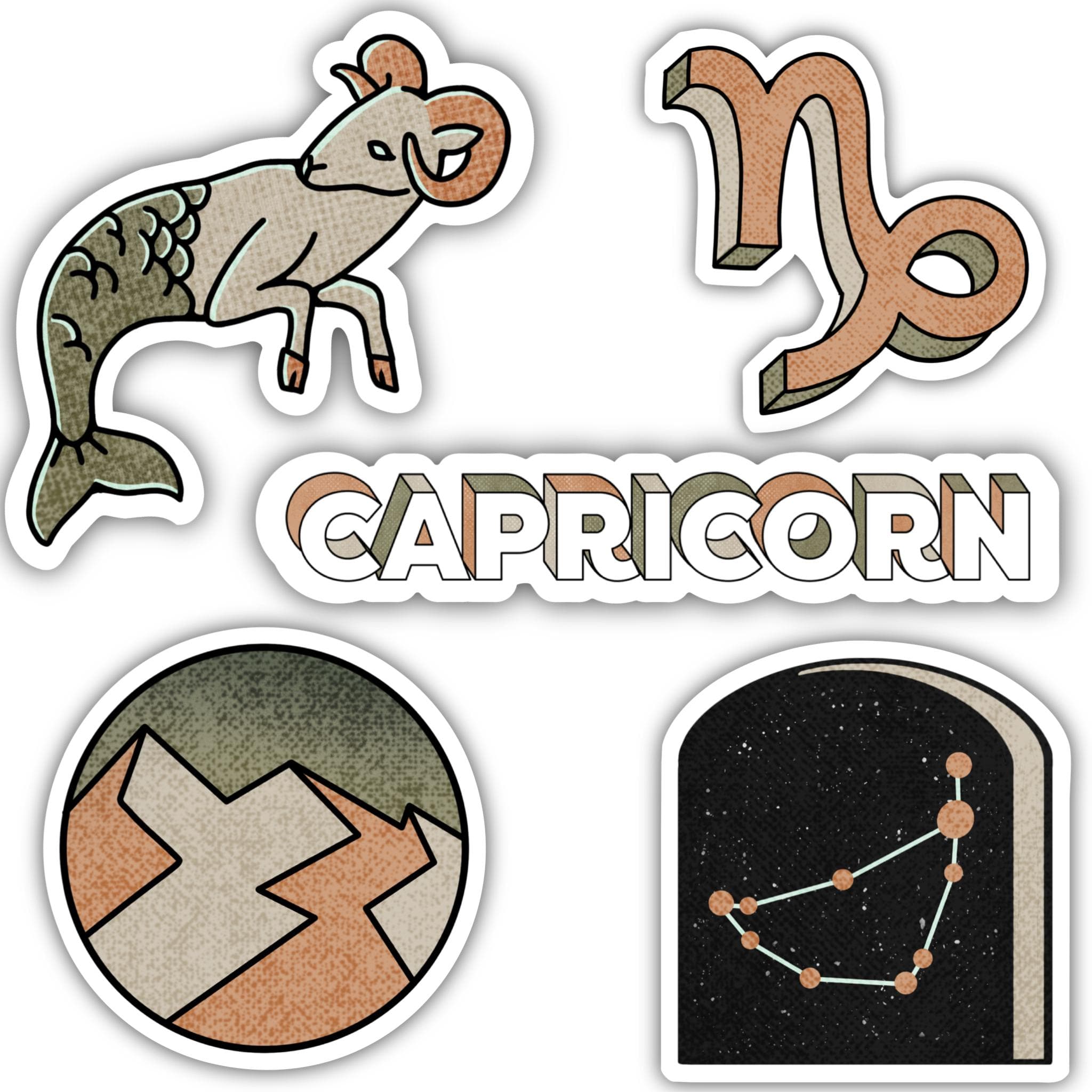  Capricorn Zodiac Sticker 5 Pack、mySite、elrpsem3k