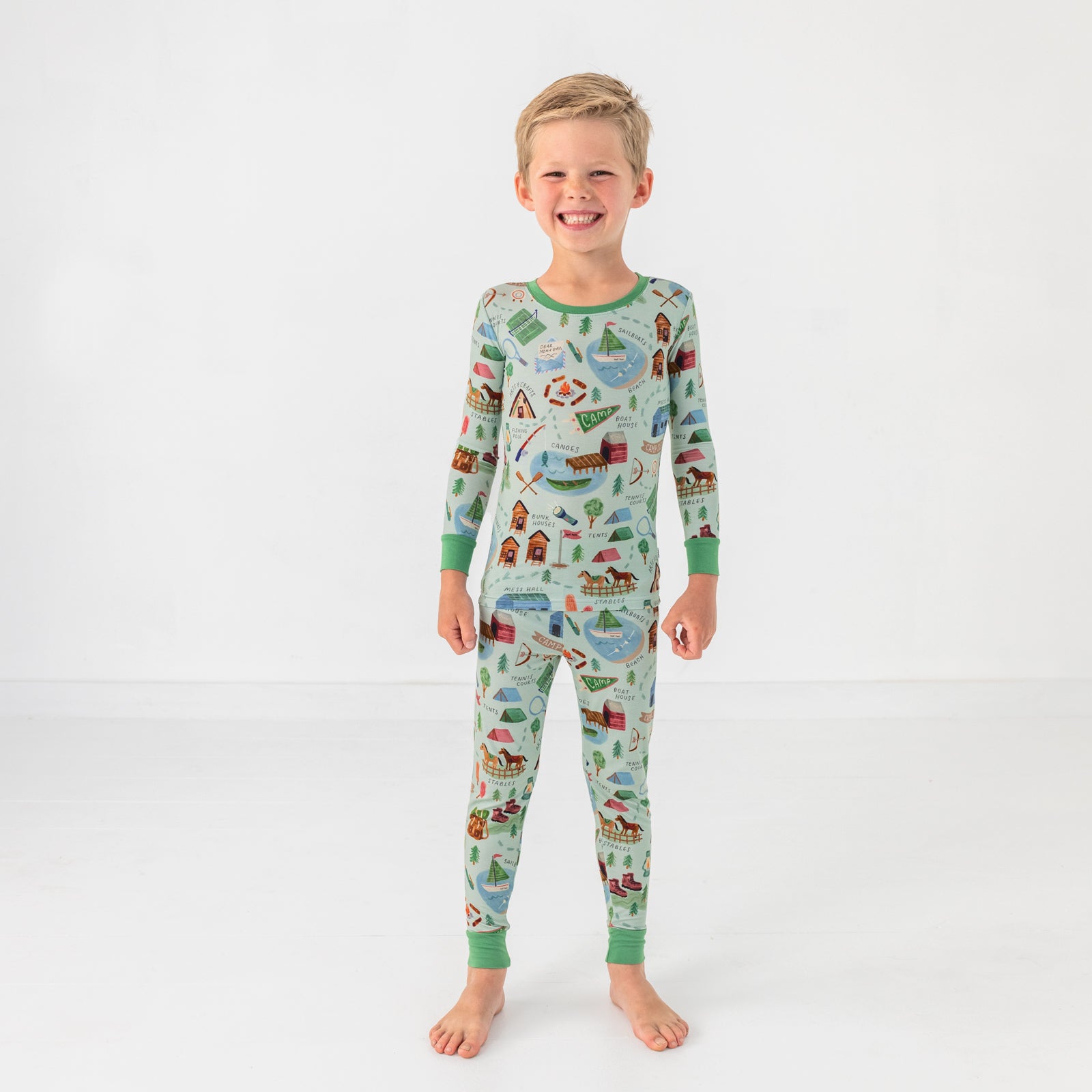 Green Camp Sleepies Two-Piece Pajama Set、mySite、g9winljtr