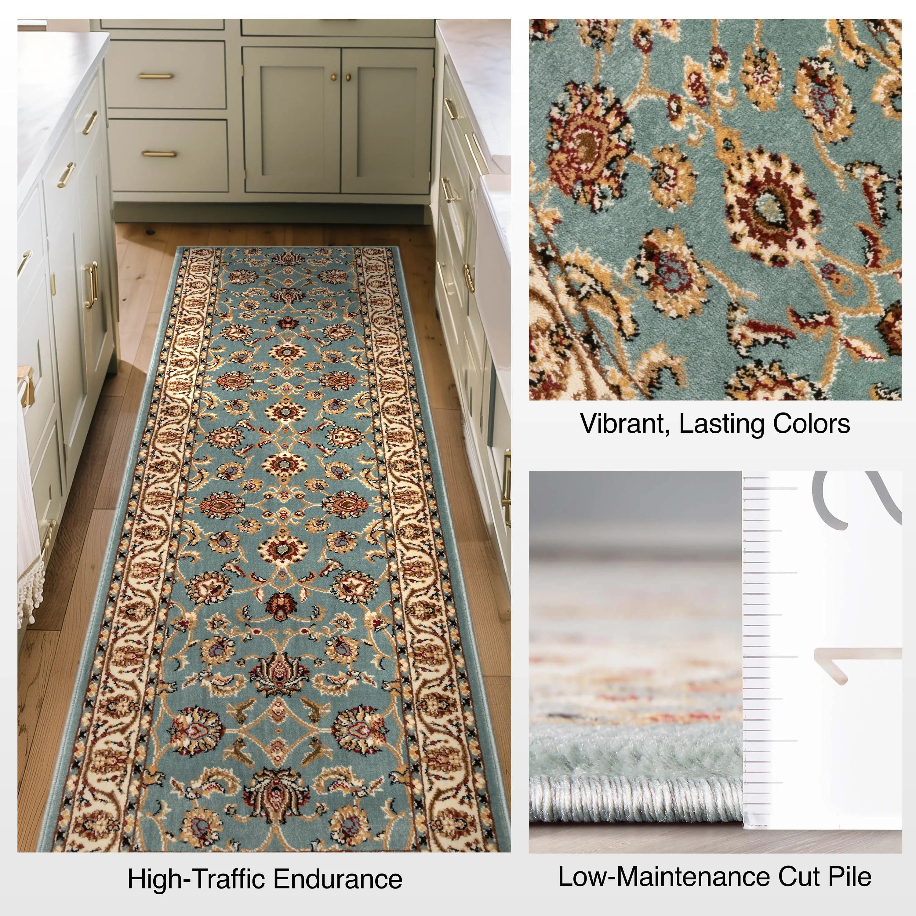 Sarouk Custom Size Runner Traditional Light Blue 27 Inch Wide x Choose Your Length Hallway Runner Rug、mySite、gigharbornorthrealestate