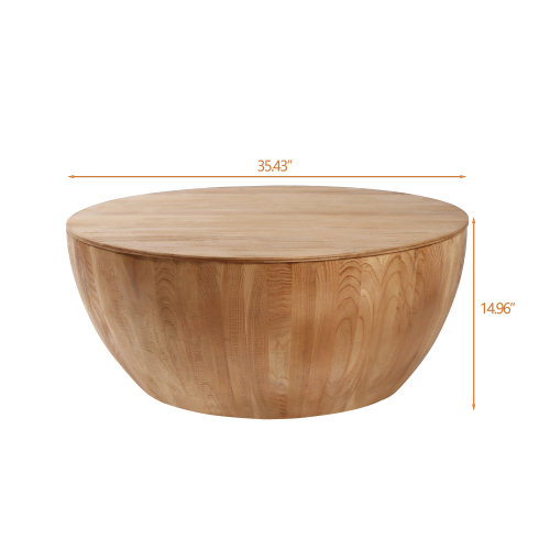 31.50"Vintage Style Bucket Shaped Coffee Table for Office, Dining Room and Living Room(Same SKU:W757P170149)、、xpatfood
