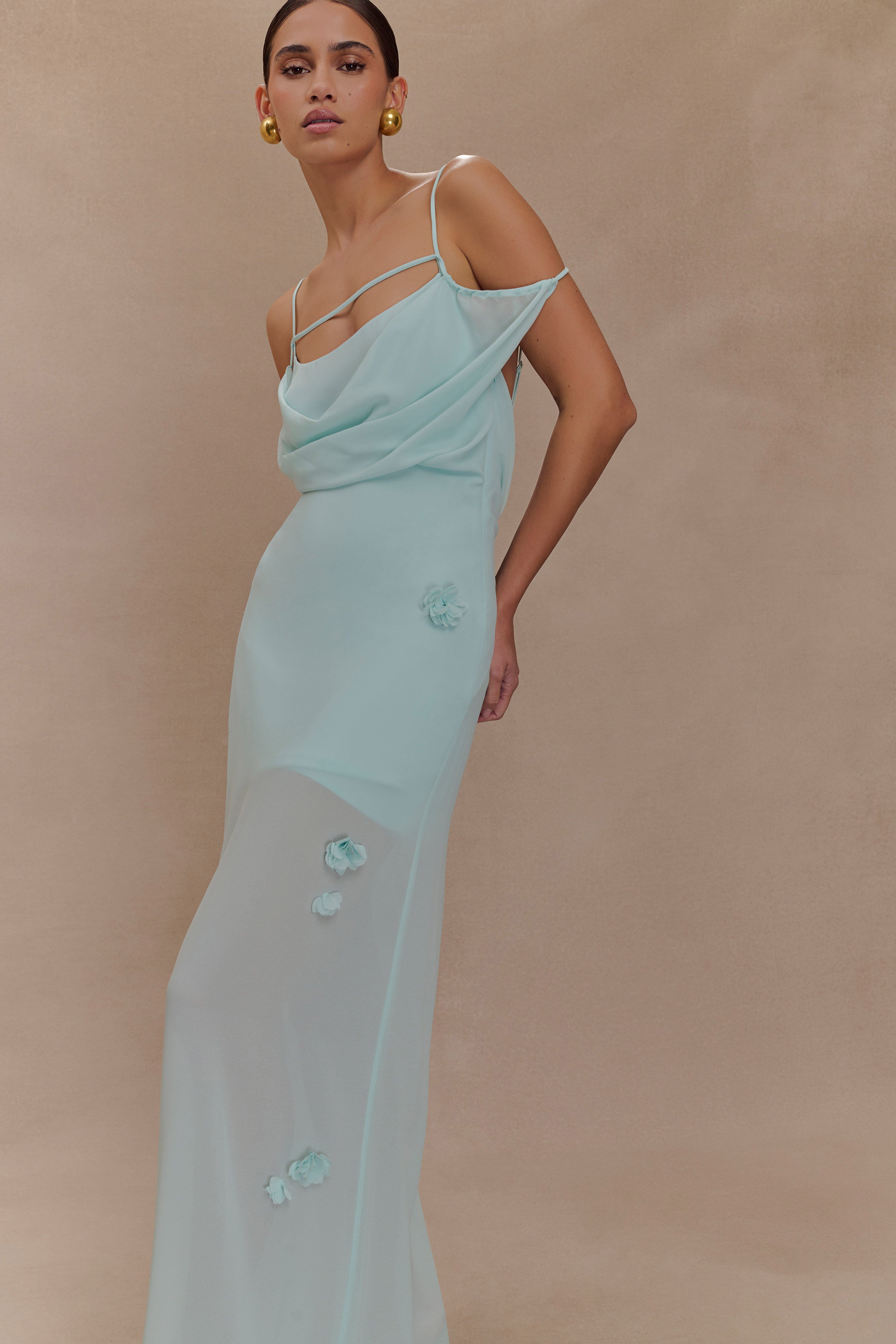 Rosalie Floral Chiffon Maxi Dress - Lagoon、mySite、solidvoid