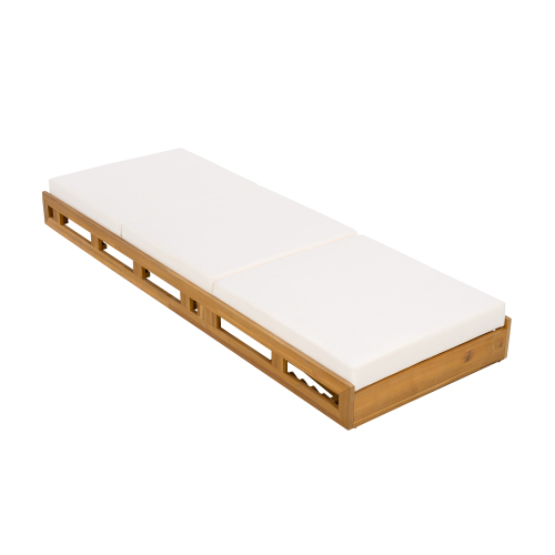 LOUNGE CHAISE SET, ACACIA WOOD WITH WATER-RESISTANT LOUNGE CUSHIONS (CREAM & 4 INCH THICK) - MATCHING DARK GREY VERSION AVAILABLE、、eastwooduniform