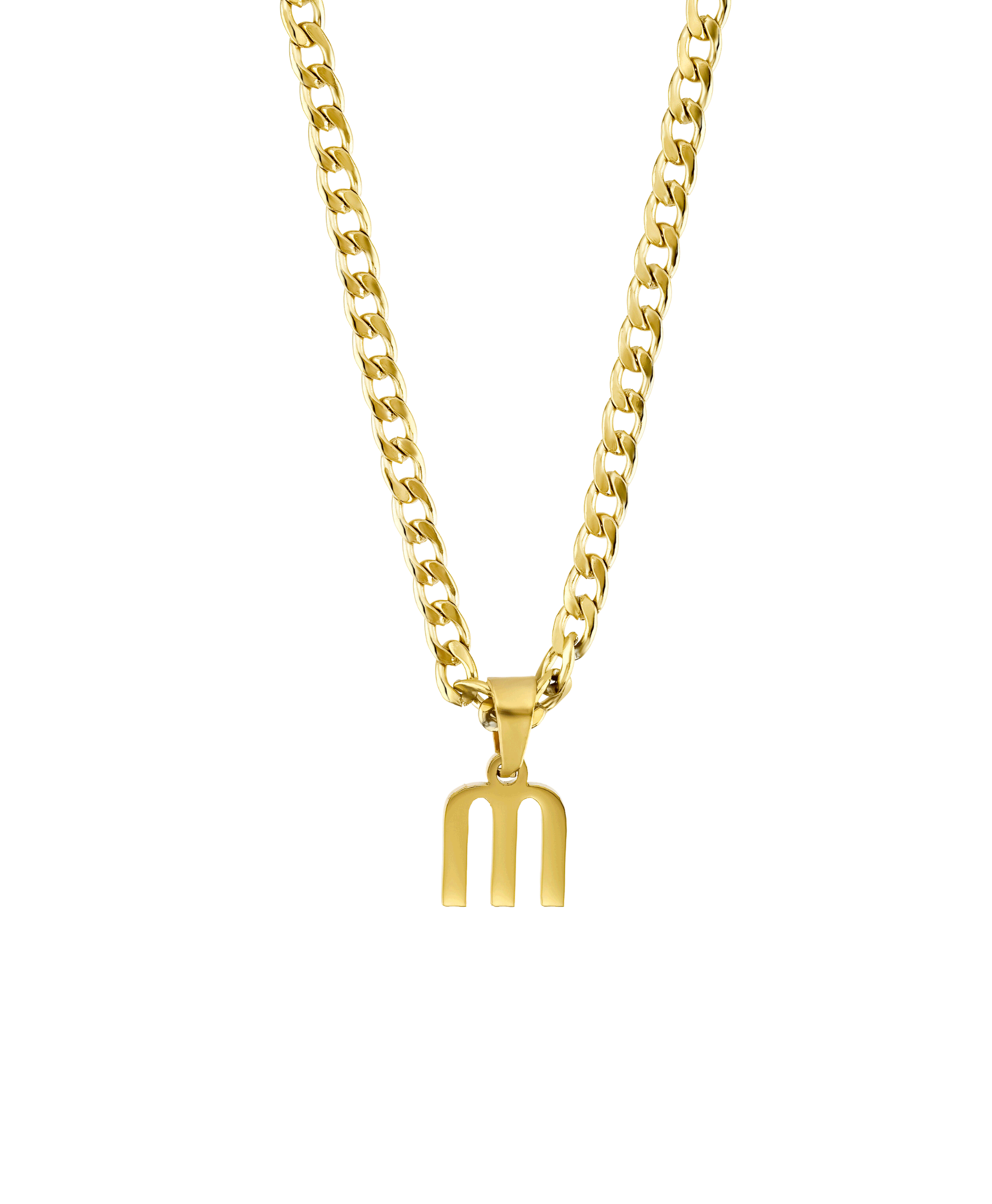  Curb Initial Necklace 18ct Gold Vermeil