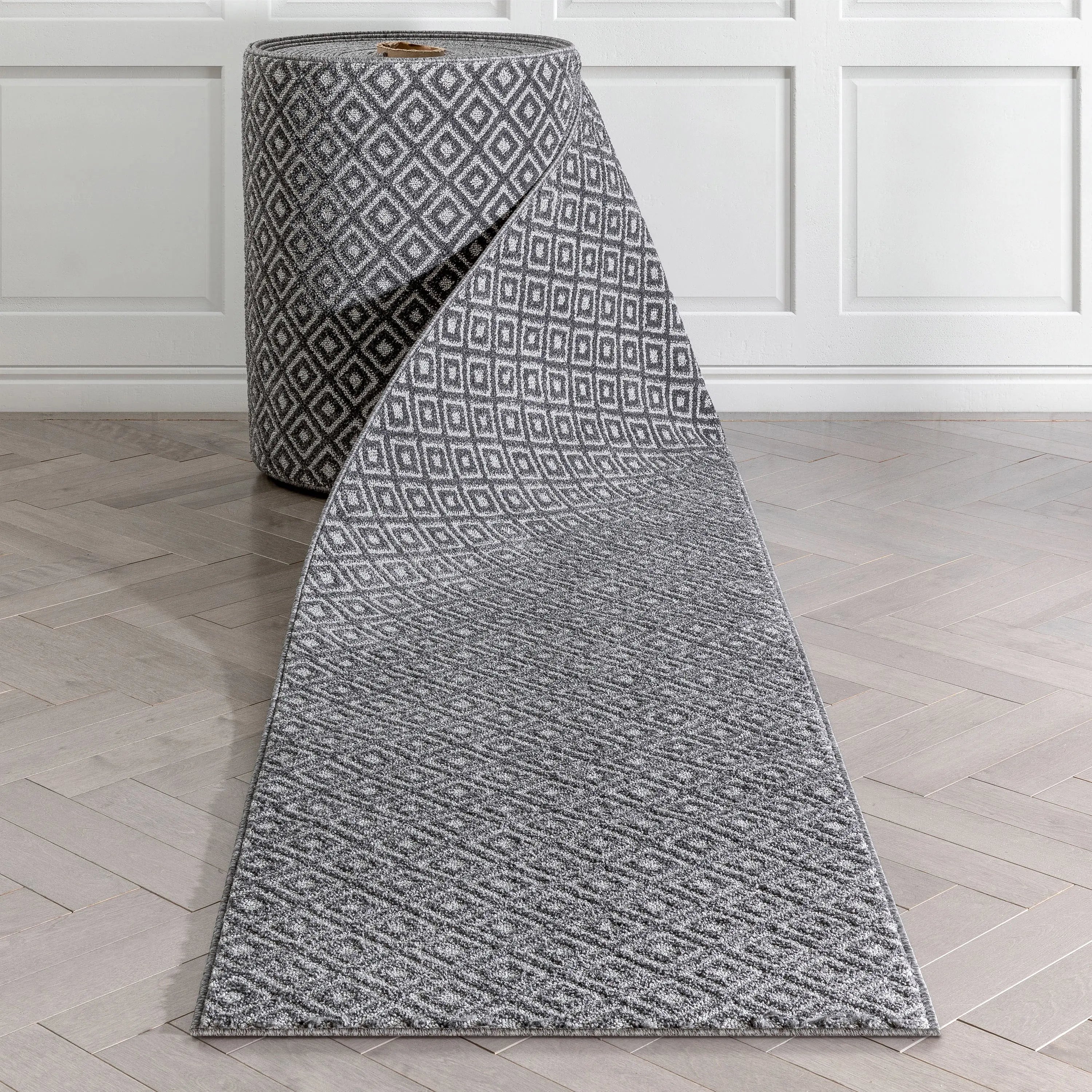 Custom Size Runner Pia Tribal Geometric Diamond Pattern Dark Grey Choose Your Width x Choose Your Length Hallway Runner Rug、mySite、gigharbornorthrealestate