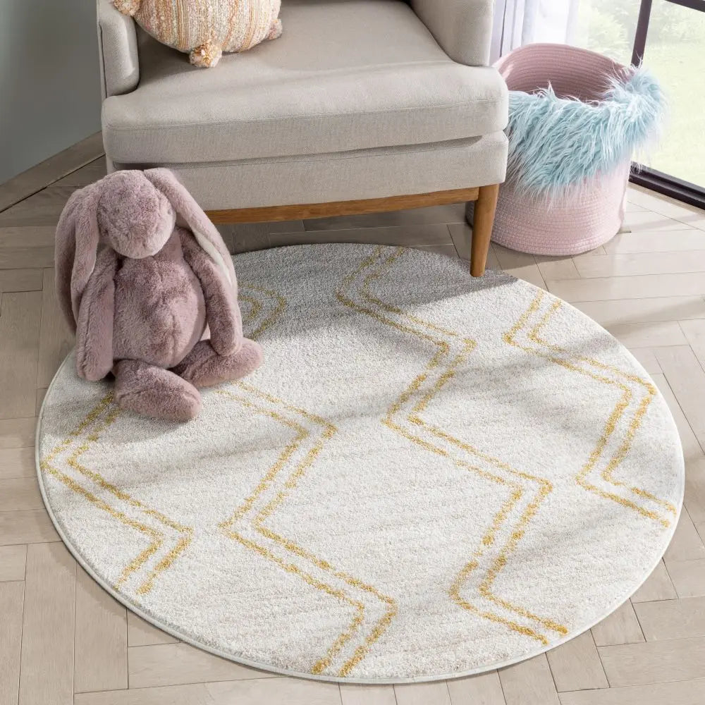 Reeve Modern Chevron Zig-Zag Yellow Ivory Kids Rug、mySite、gigharbornorthrealestate