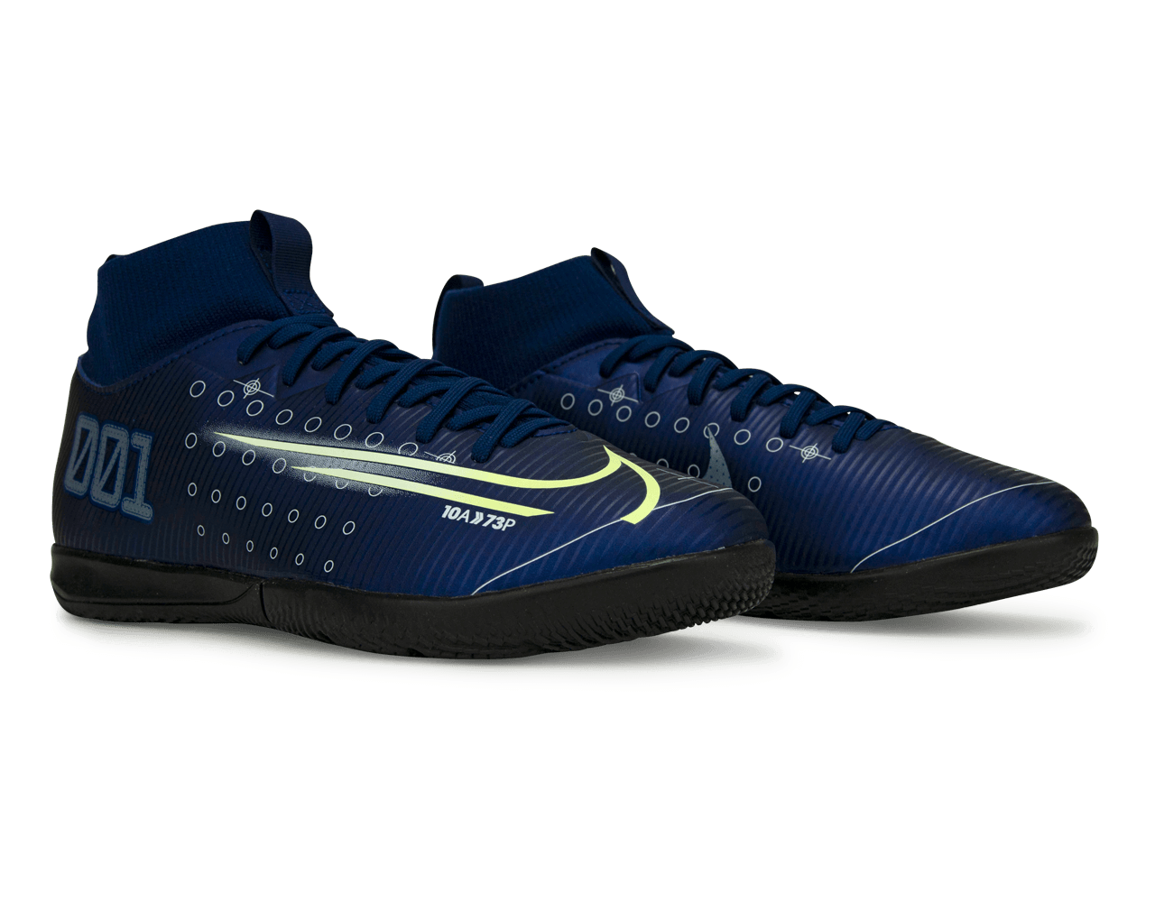 Nike Kids Mercurial Superfly 7 Academy MDS Indoor Soccer Shoes Blue Void/Barely Volt/White、mySite、noshort