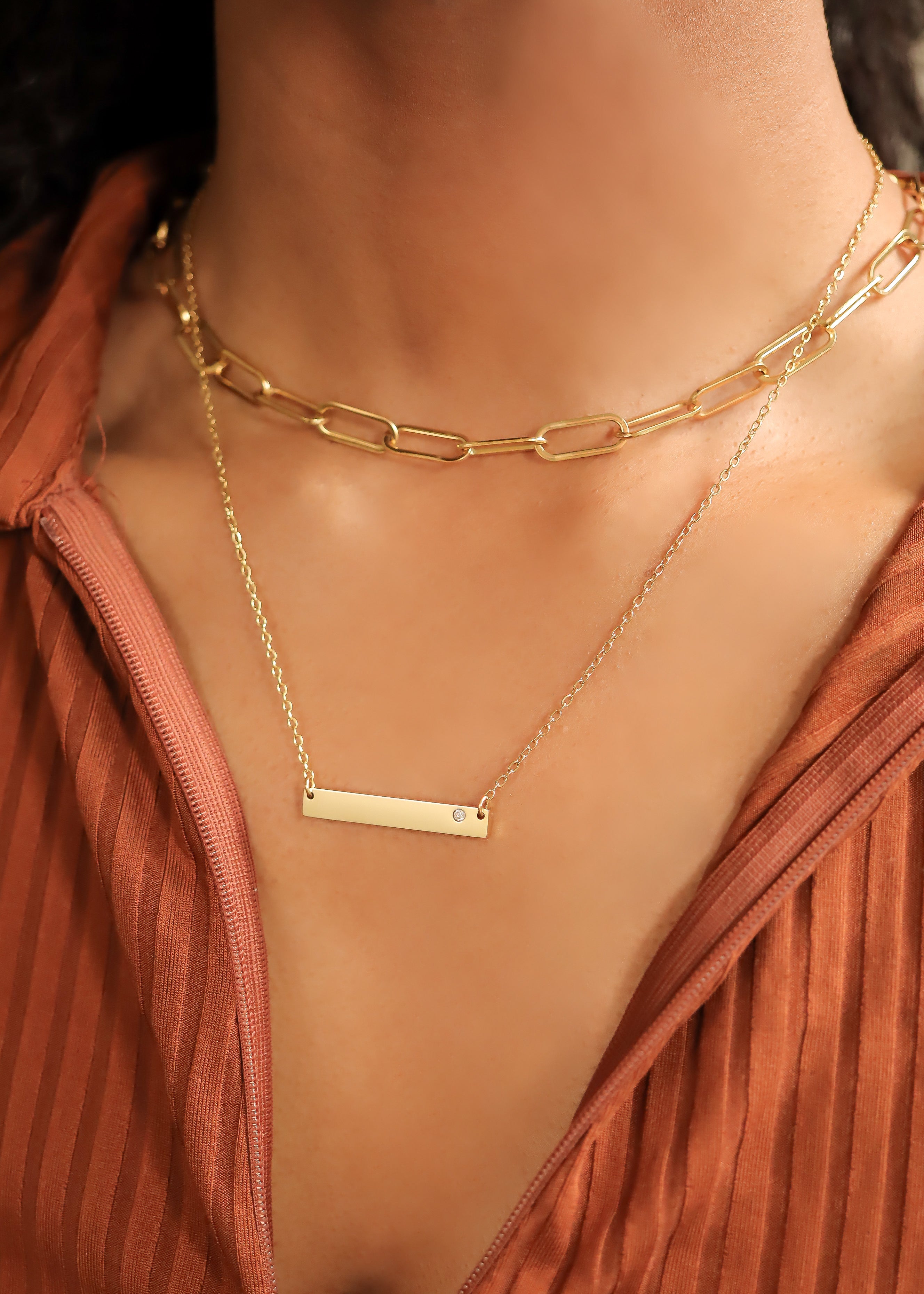18K Gold PVD Stainless Steel Bar Birthstone Necklace / SBB0319、mySite、dreamappss