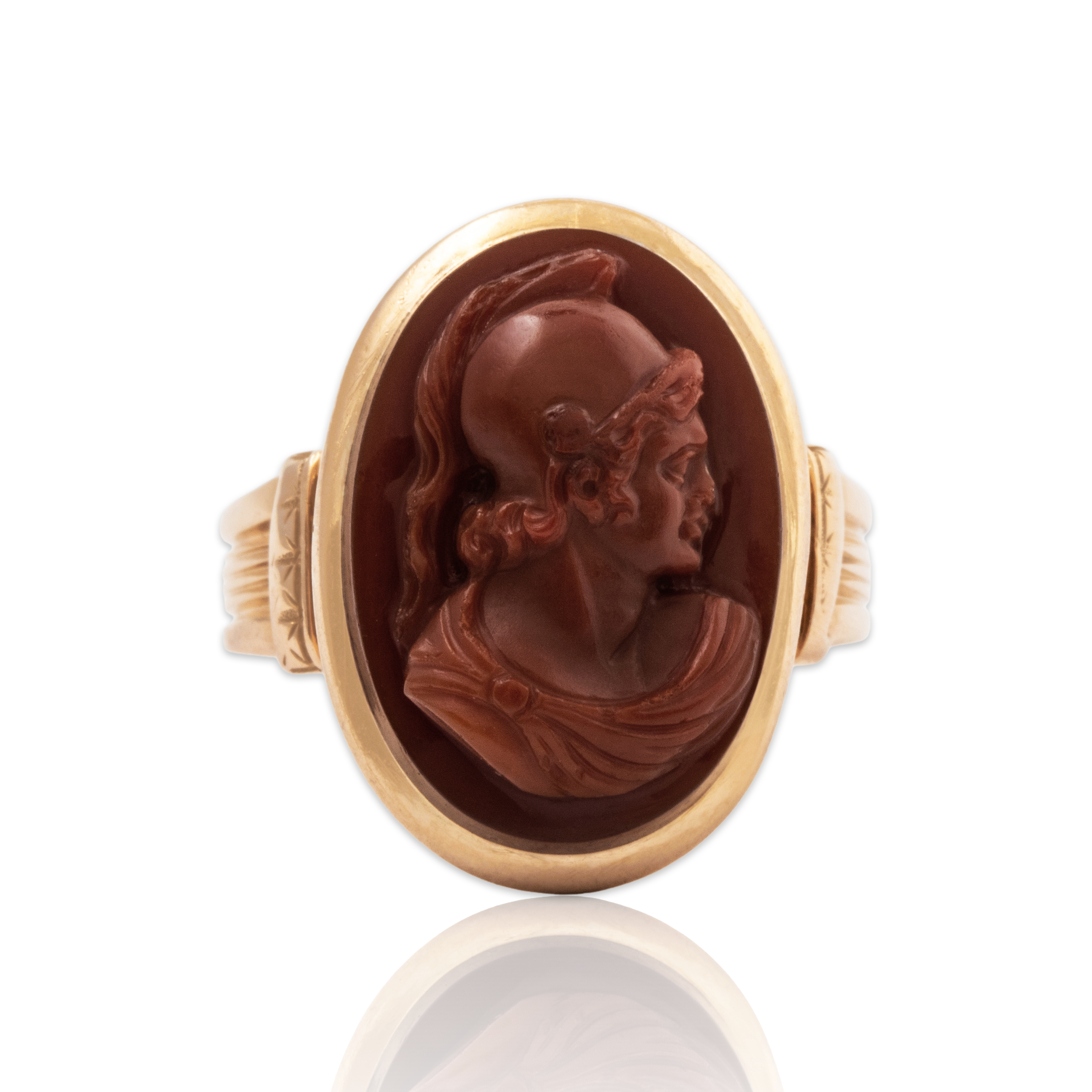 Antique Victorian 14k Rosy Yellow Gold 10ct Carved Jasper Soldier Cameo Ring、mySite、hinf8tx79