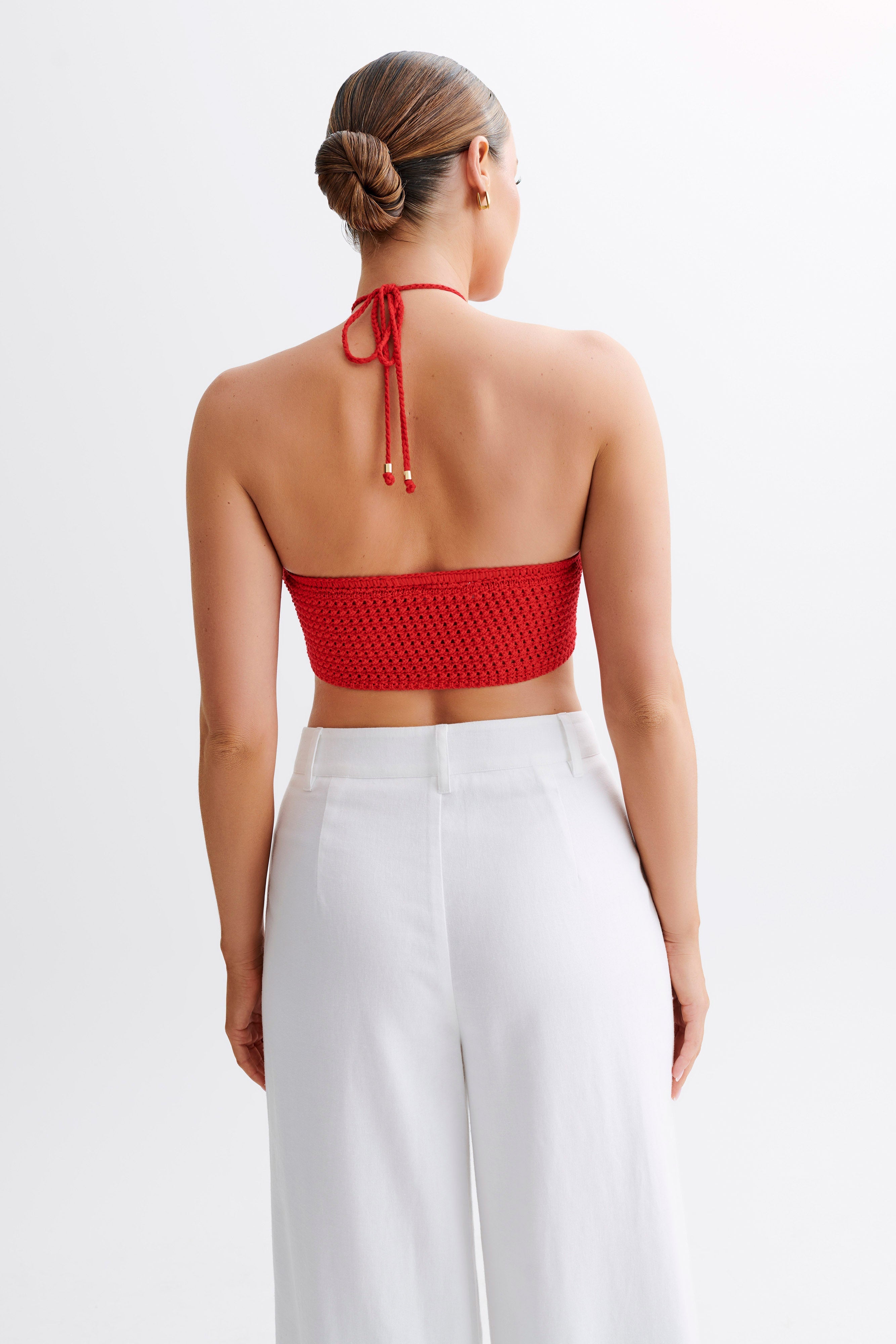 Bailey Floral Crochet Halter Top - Pomegranate、mySite、solidvoid