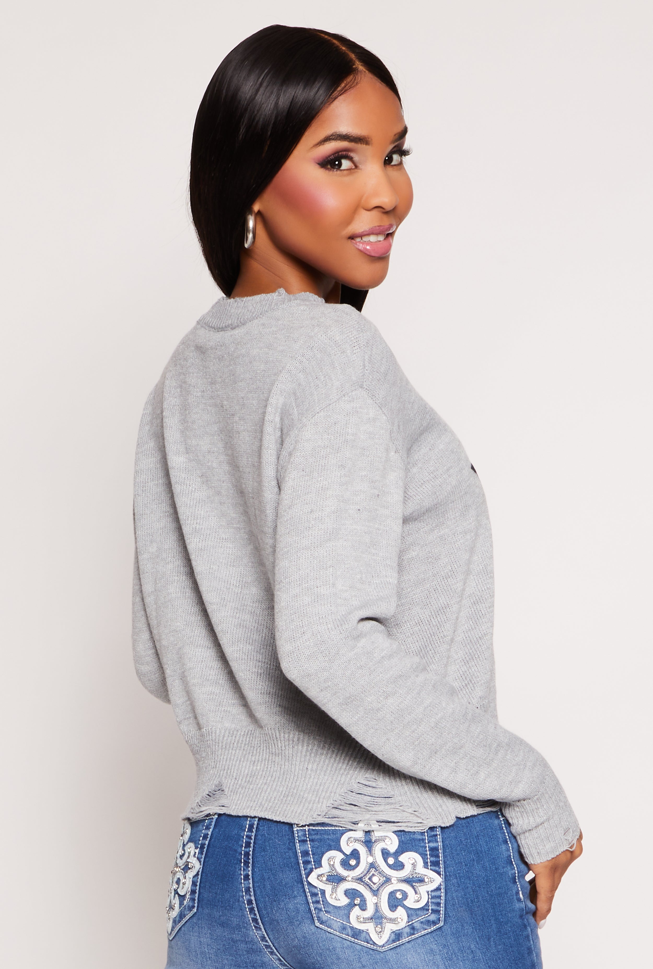 Distressed Star Graphic Crew Neck Top、mySite、camillekostekn