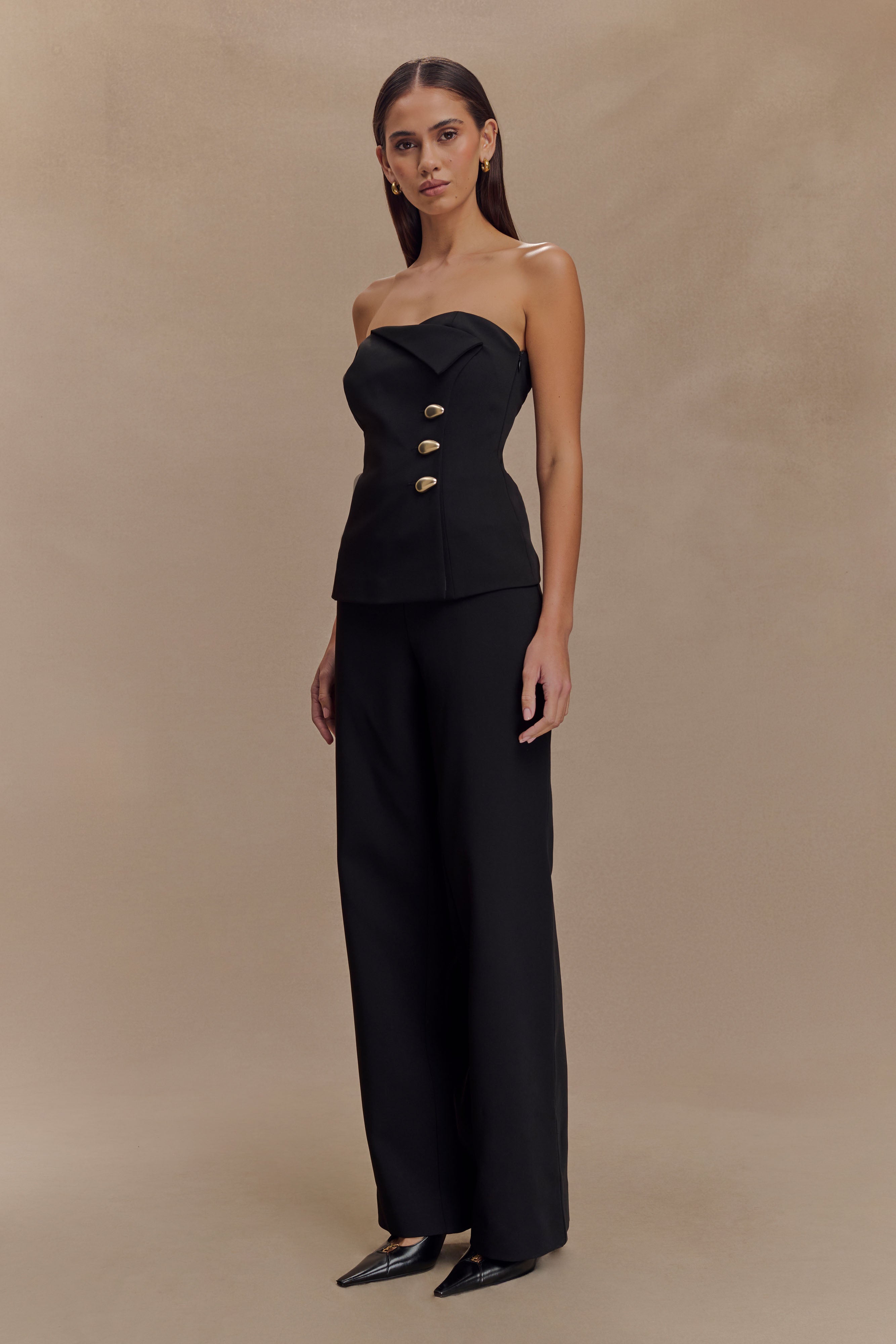 Lindie Strapless Suiting Top - Black、mySite、solidvoid