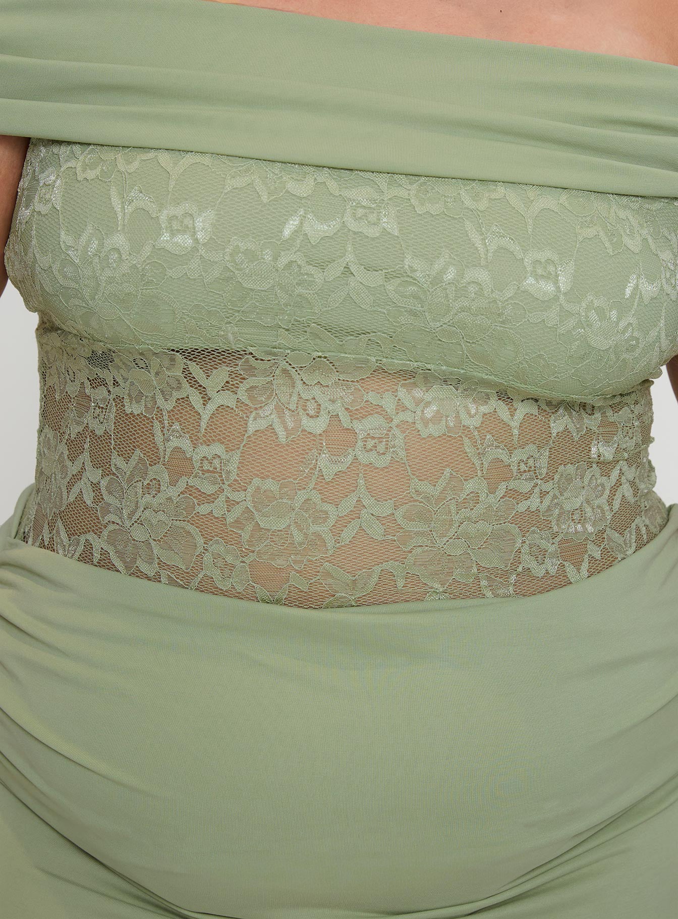 Gwendolen Off The Shoulder Maxi Dress Green Curve、mySite、solidvoid