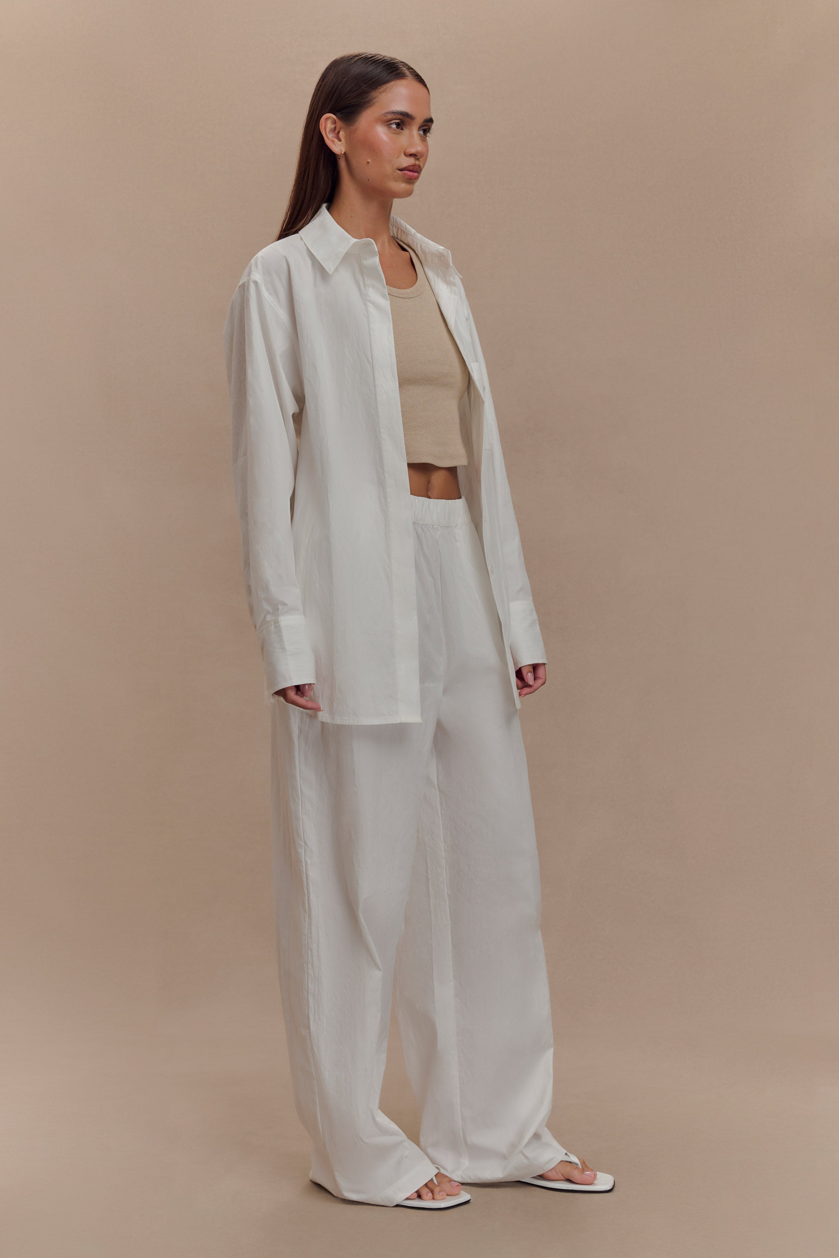 Campbell Cotton Wide Leg Pants - White、mySite、solidvoid