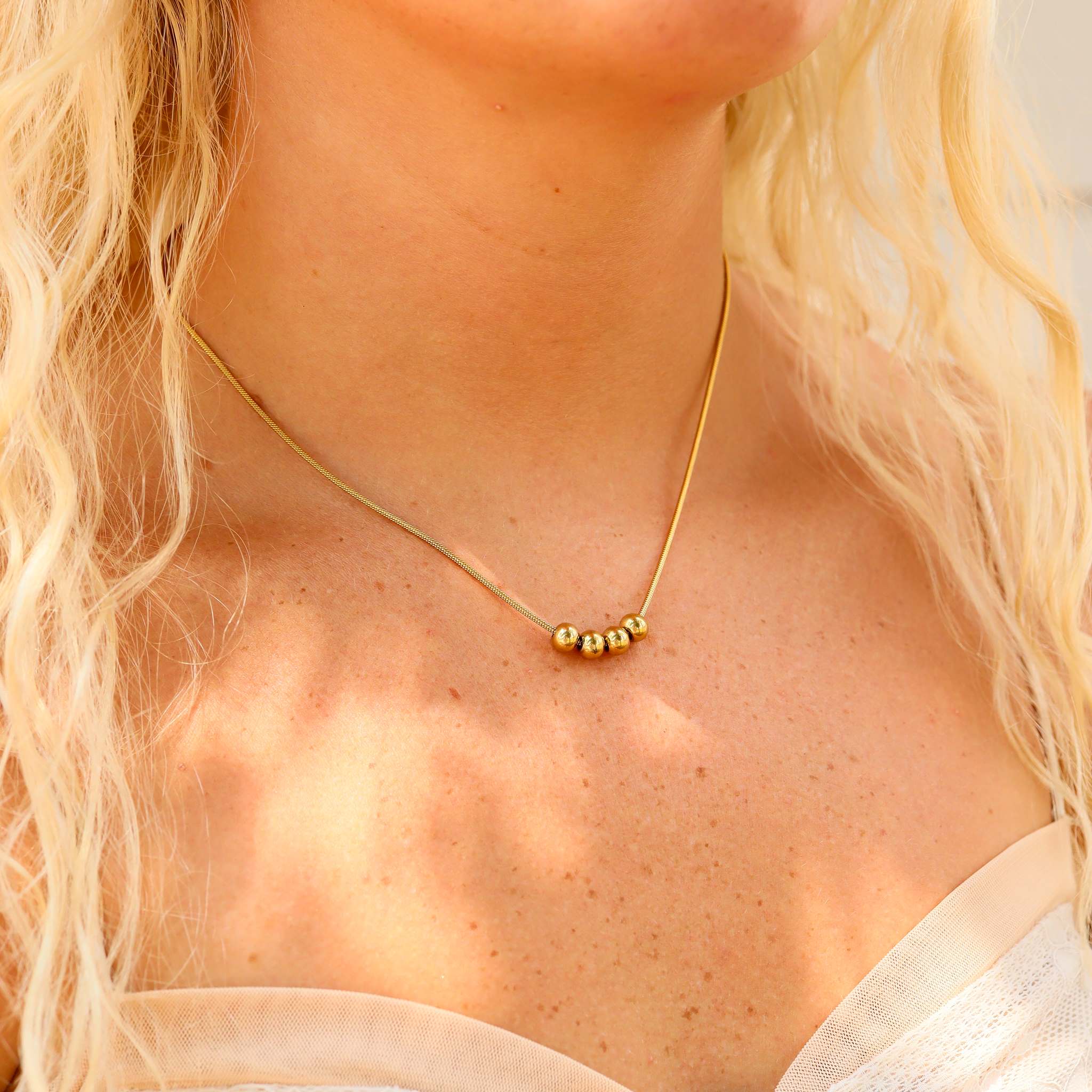 18K Gold PVD Stainless Steel Adjustable Ball Charm Necklace / CHN0027、mySite、dreamappss