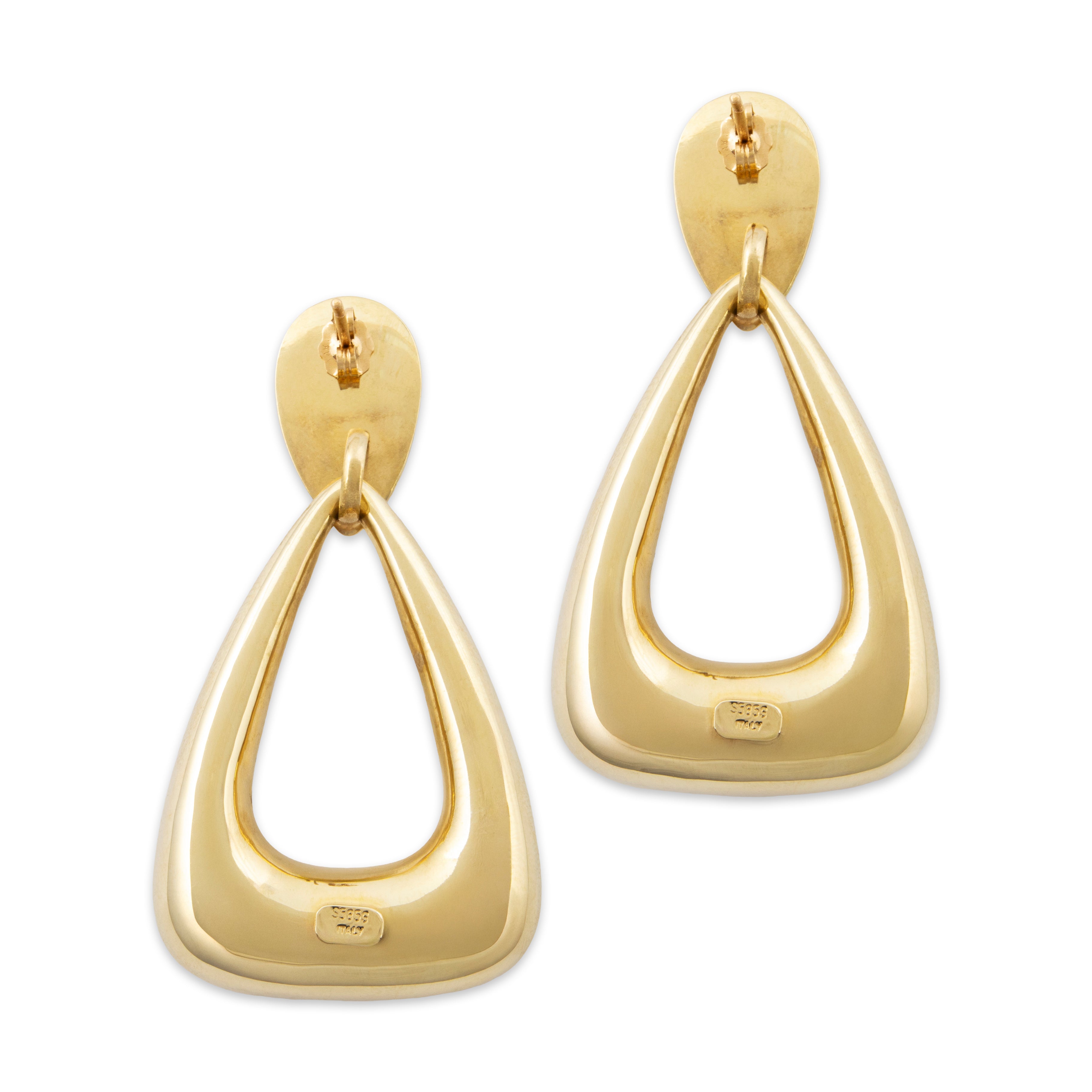 Vintage Italian 14k Yellow Gold Impressive Oversized Pyramid Earrings、mySite、hinf8tx79