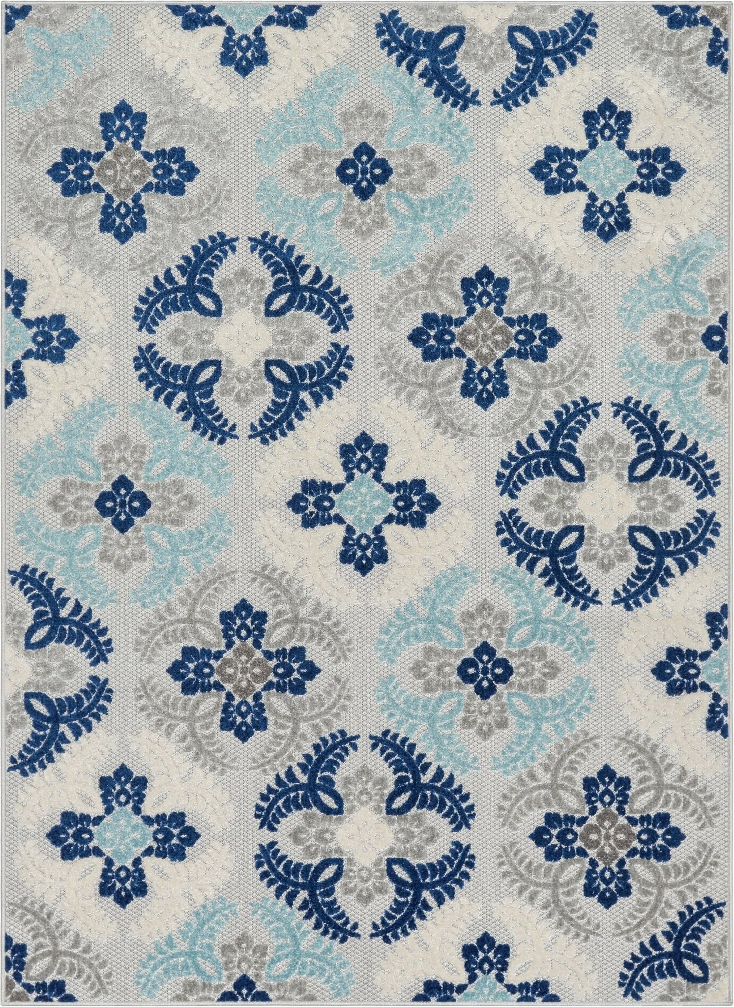 Loewy Modern Geometric Indoor/Outdoor Blue High-Low Rug、mySite、gigharbornorthrealestate
