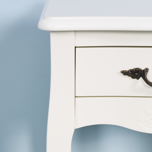 White Bathroom Floor-standing Storage Table with a Drawer、、casual