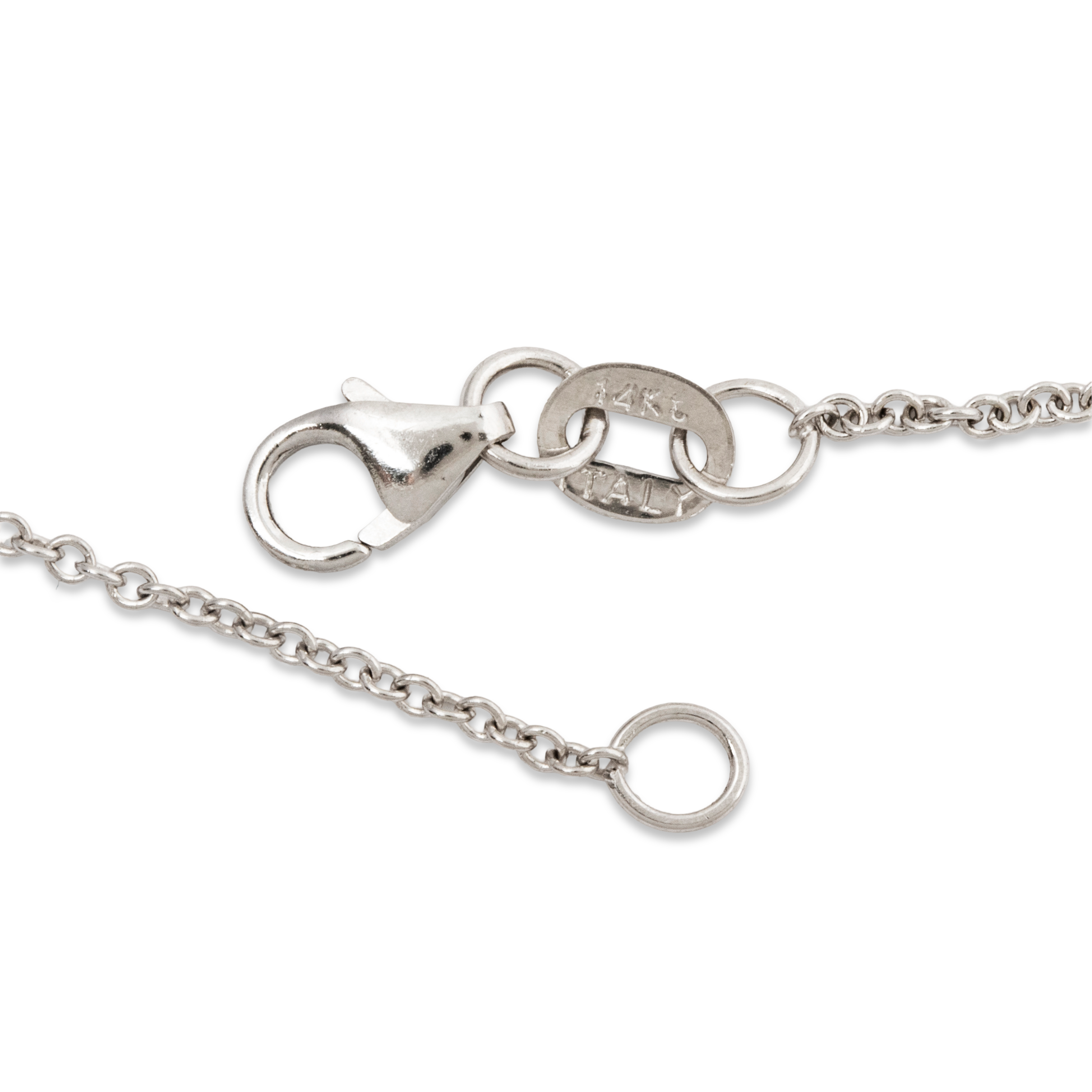 Vintage 14k White Gold .385cttw Diamond Station Adjustable Necklace 17、mySite、hinf8tx79