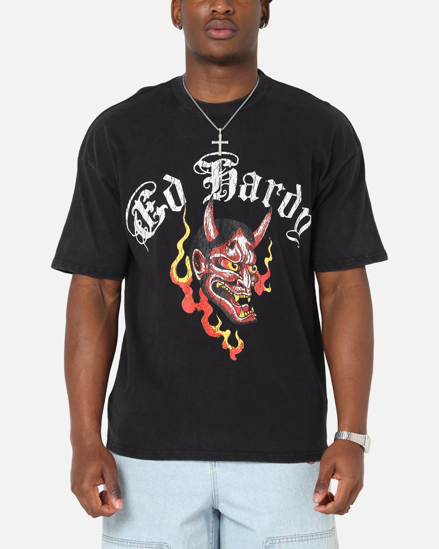 Ed Hardy Mask Of Mischief T-Shirt Black Acidwash、mySite、zt4zffjzw