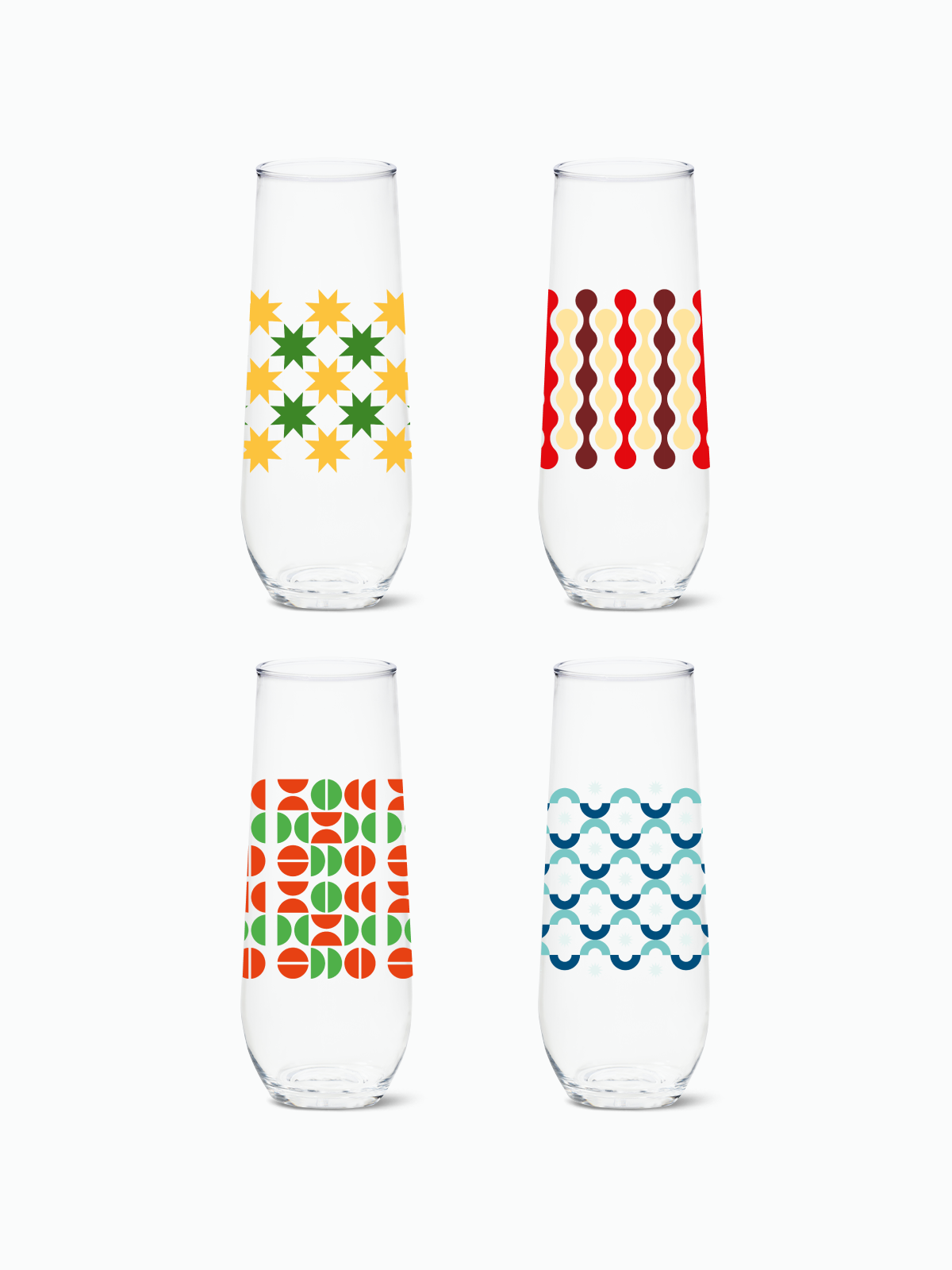 Abstract Christmas Pattern - RESERVE 9oz Stemless Champagne Tritan Copolyester Glass、mySite、camillekostekn