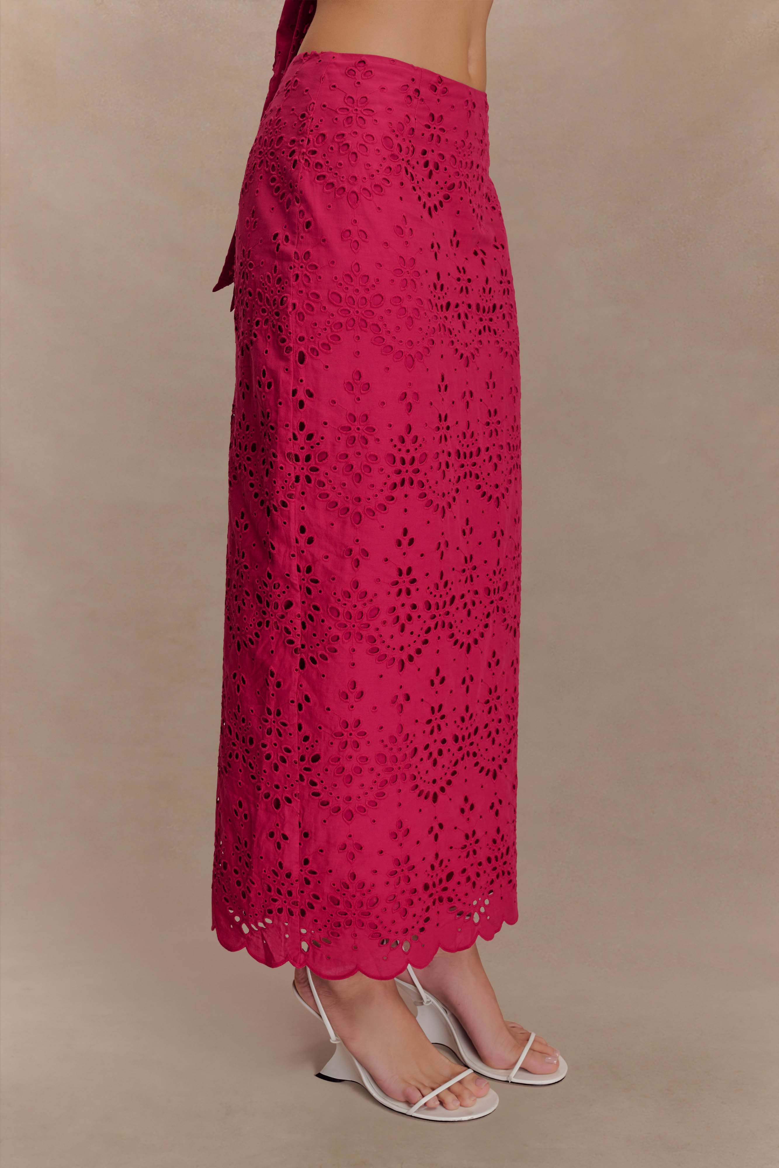 Kensley Broderie Midi Skirt - Dragonfruit、mySite、solidvoid