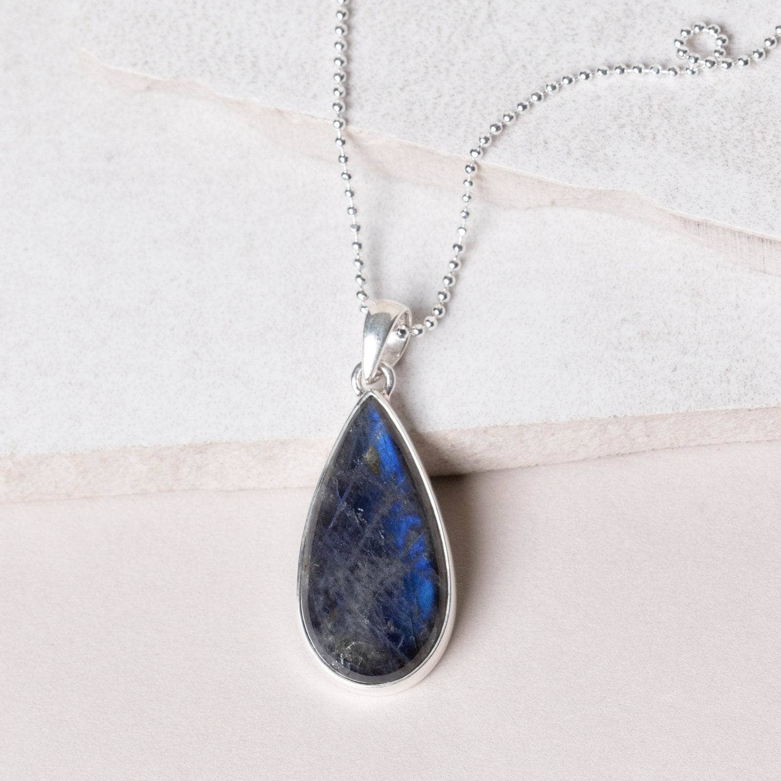Genuine Labradorite Teardrop Pendant Necklace、mySite、hinf8tx79