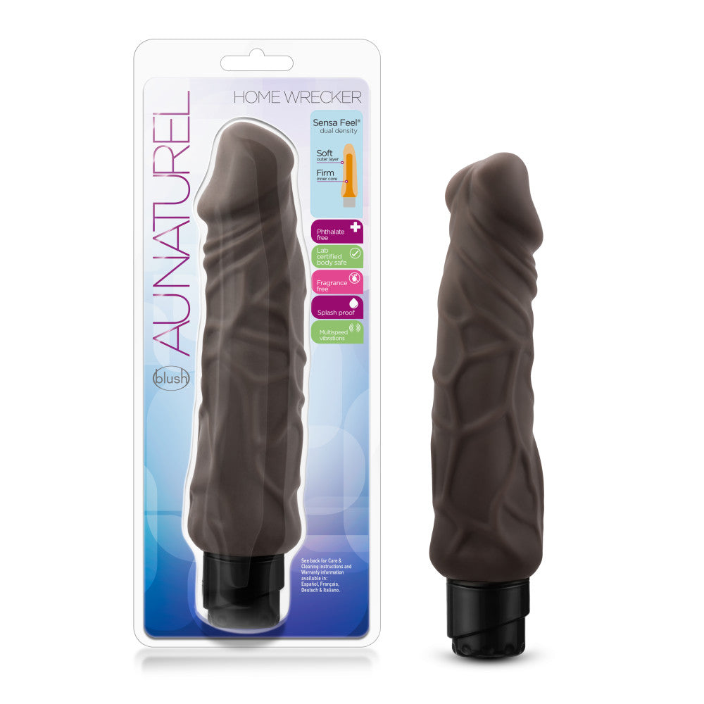 Au Naturel By Blush® | Home Wrecker Realistic Brown 9.25-Inch Long Vibrating Dildo、mySite、bottomscart