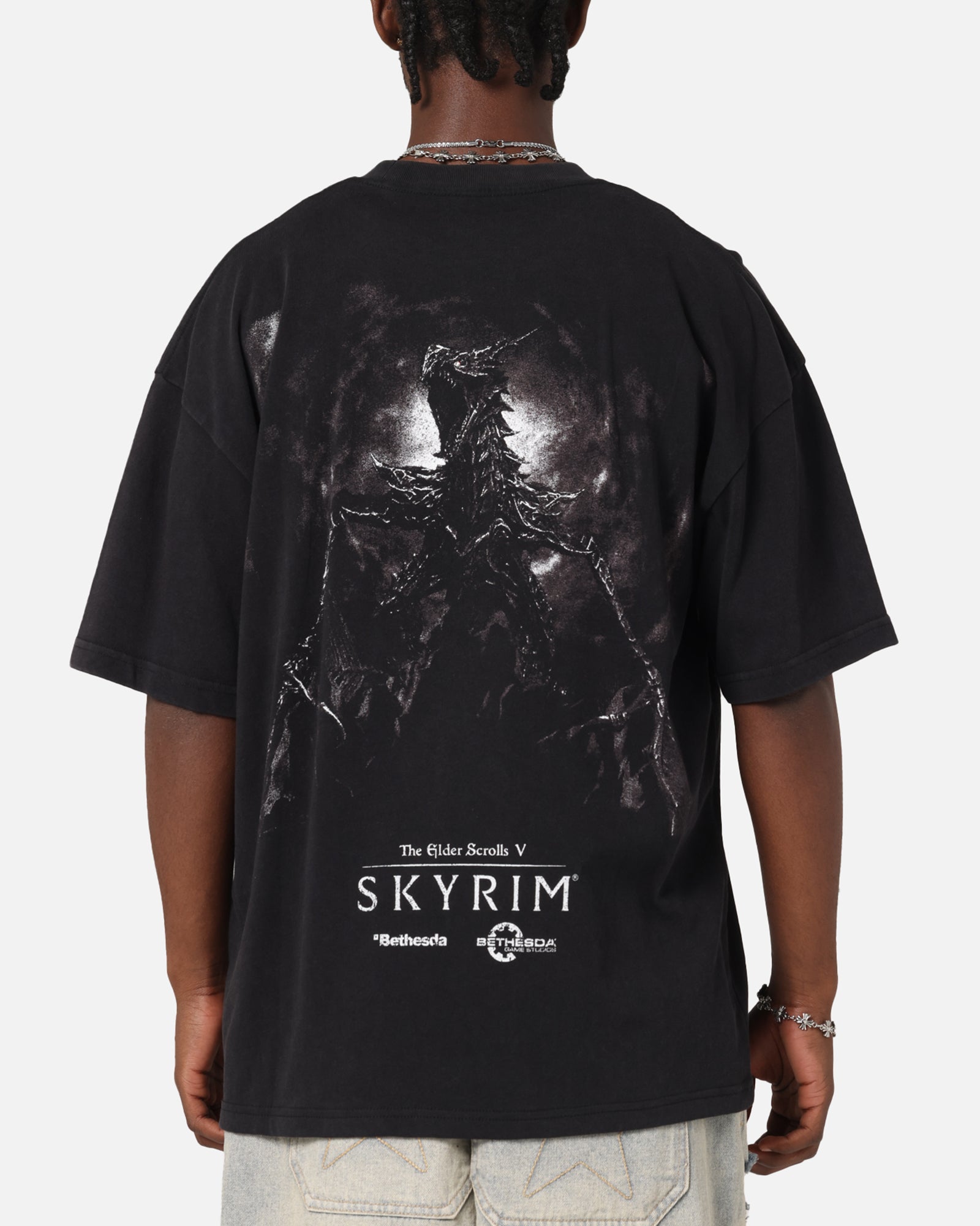 73 Studio X The Elder Scrolls V: Skyrim '11 Dragonborn Vintage T-Shirt Black Acidwash、mySite、zt4zffjzw