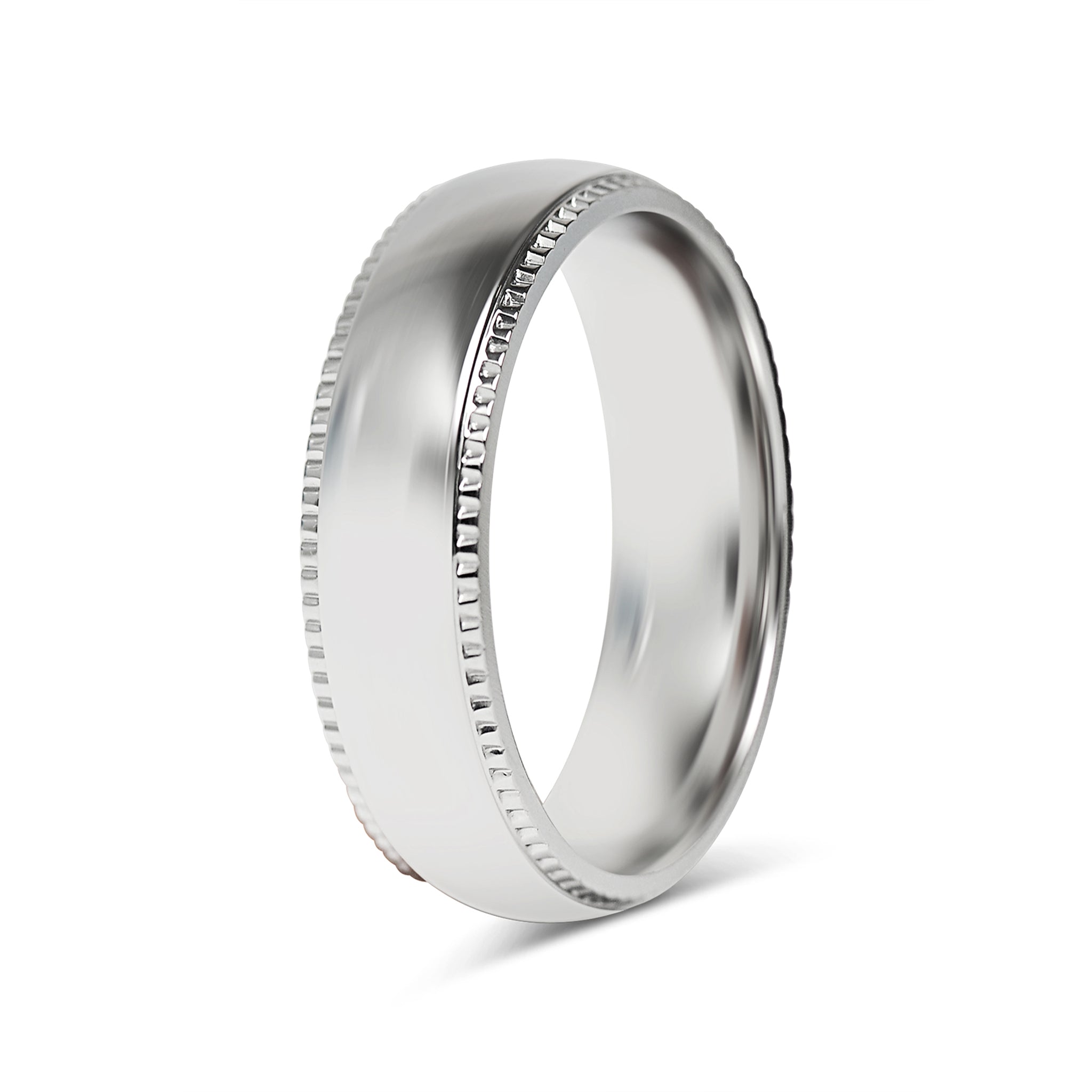 Stainless Steel Polished Center Detailed Edge Blank Ring / CFR7010、mySite、dreamappss