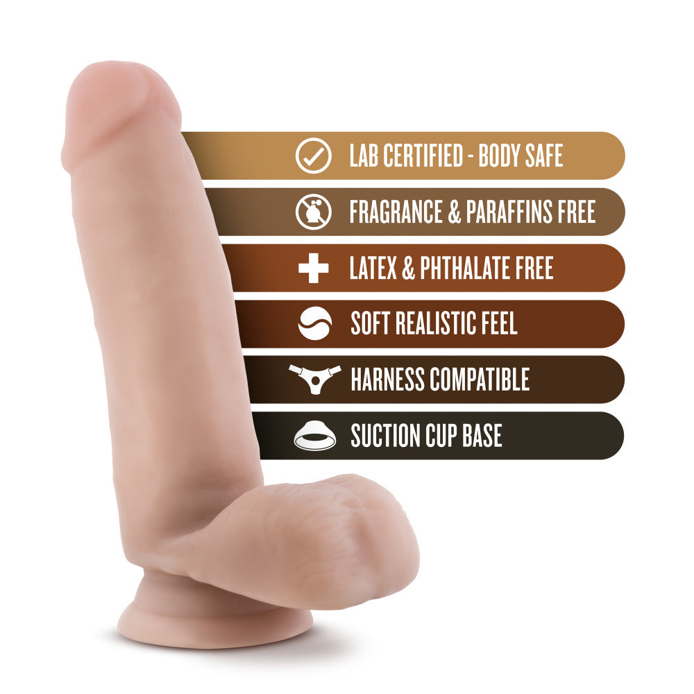Coverboy™ By Blush® | The Surfer Dude Realistic Beige 7-Inch Long Dildo With Balls & Suction Cup Base、mySite、bottomscart