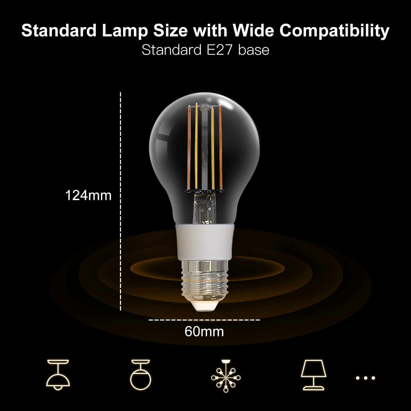 WiFi Smart Filament Bulb LED Light Lamp A60 E27 Dimmable Lighting Soft White 2700K-6500K 7W、mySite、fannypackpong