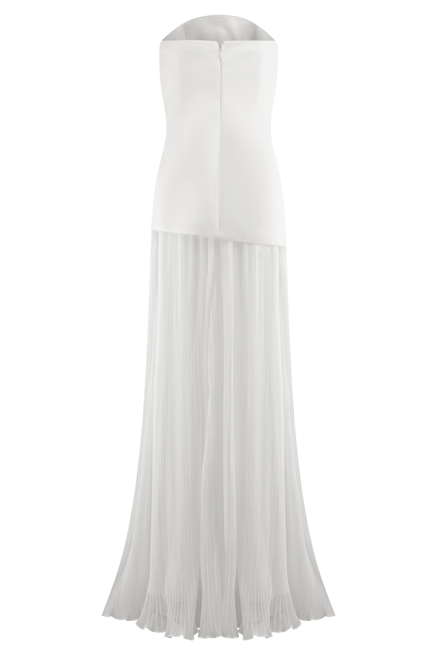 Juno Strapless Pleated Maxi Gown - White、mySite、solidvoid
