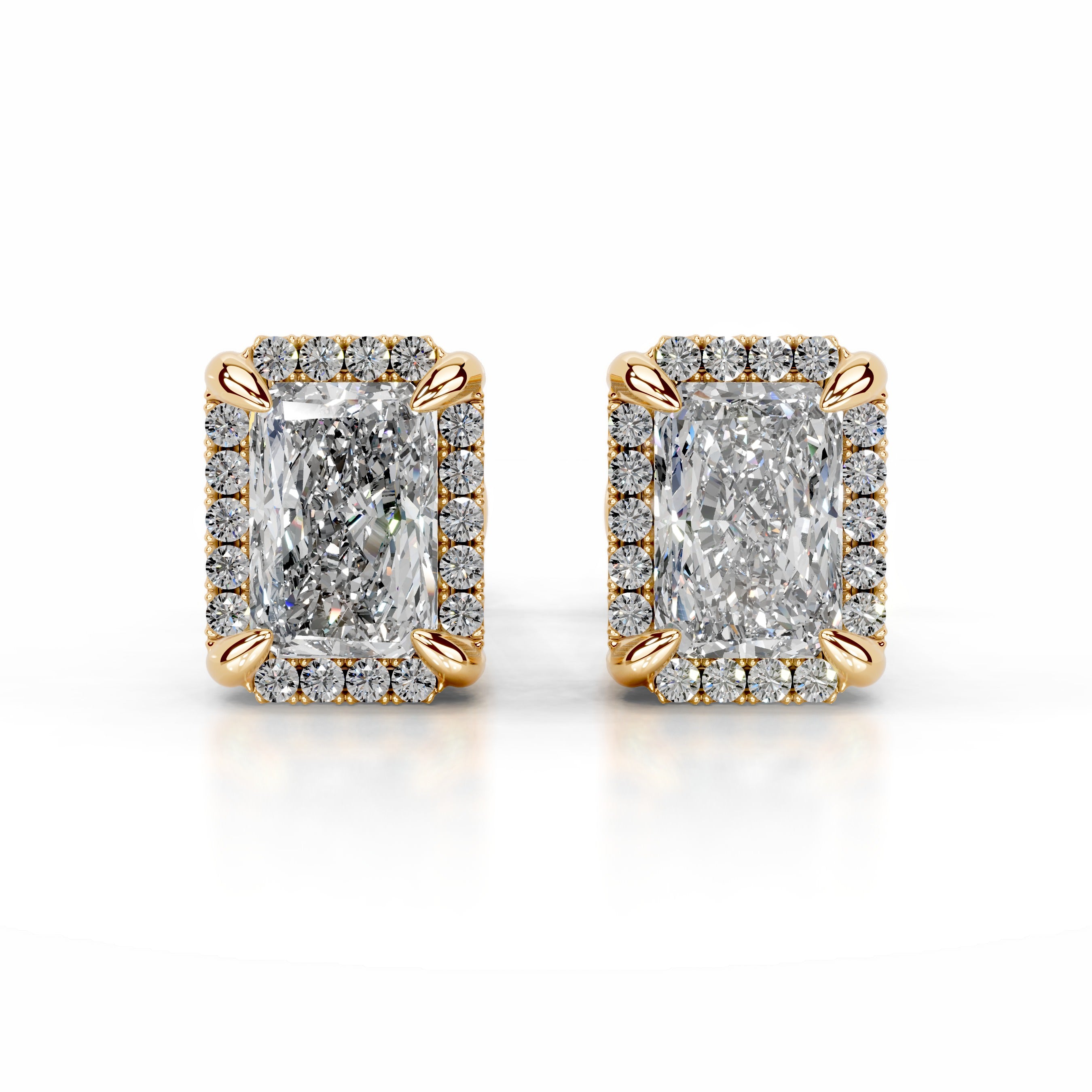 Ophelia Lab Grown Diamond Halo Earrings - 18K Yellow Gold、mySite、hinf8tx79